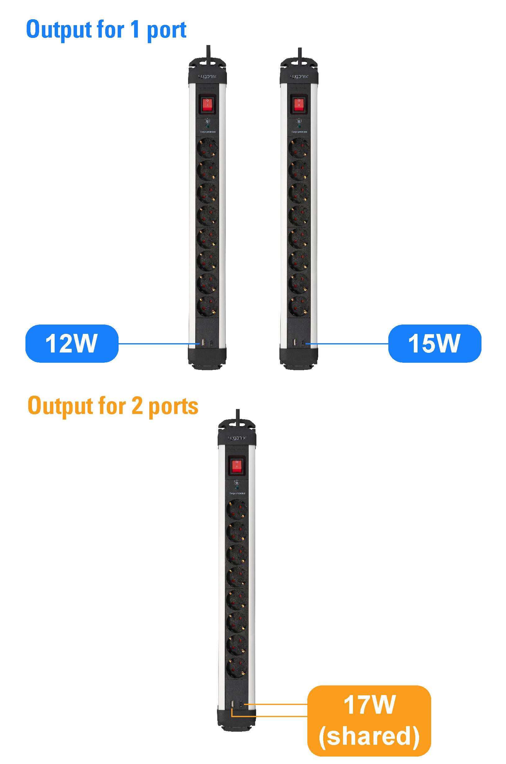 Sygonix SY-6807134 Überspannungsschutz-Steckdosenleiste 8fach Schwarz, Silber Schutzkontakt 1St.