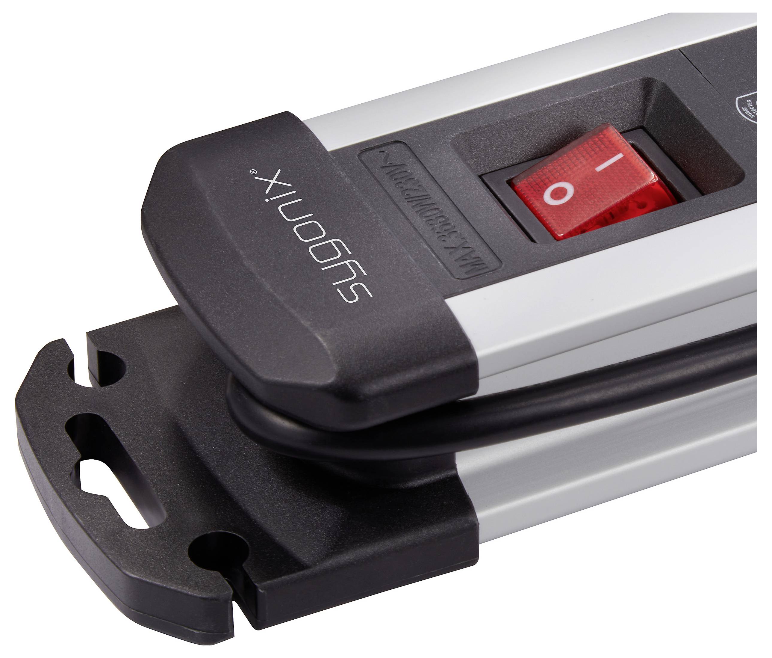 Sygonix SY-6807134 Überspannungsschutz-Steckdosenleiste 8fach Schwarz, Silber Schutzkontakt 1St.