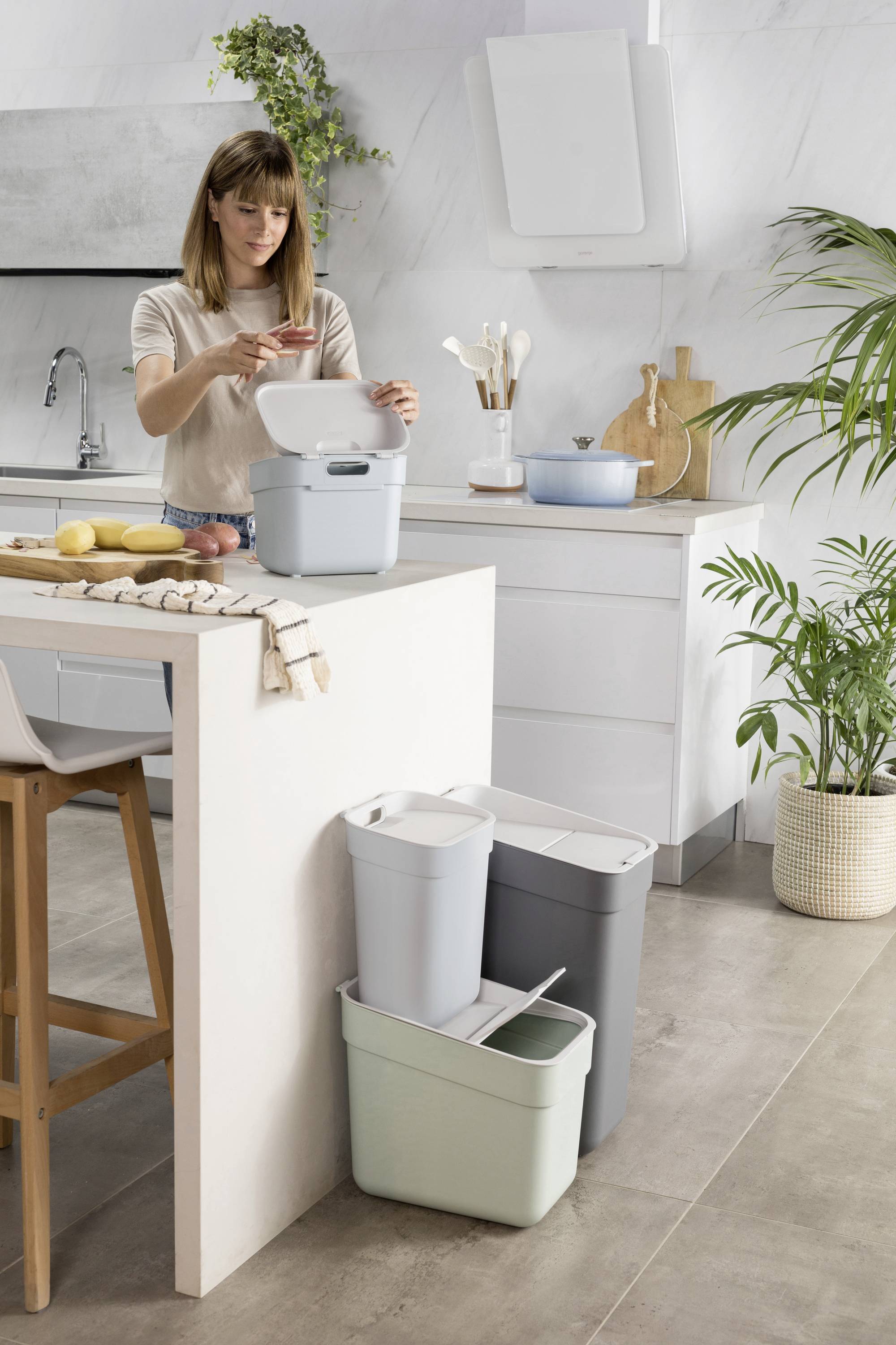 Curver READY TO COLLECT Biomülleimer [5L], blau 251950 Mülleimer Blau