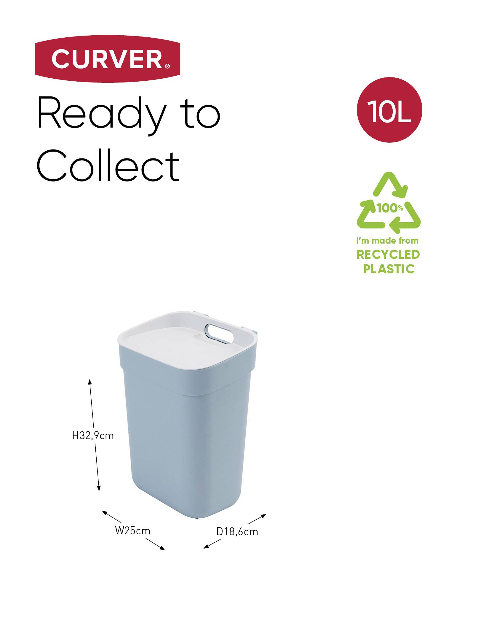 Curver READY TO COLLECT Mülleimer [10L], blau 251949 Mülleimer Blau