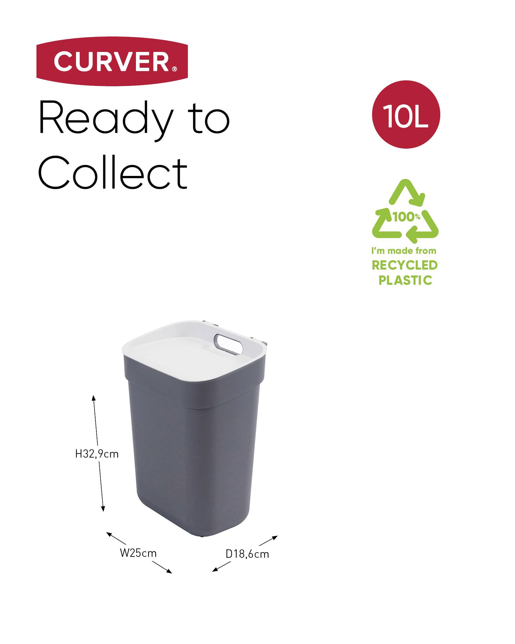 Curver READY TO COLLECT Mülleimer [10L], dunkel 251937 Mülleimer Dunkelgrün