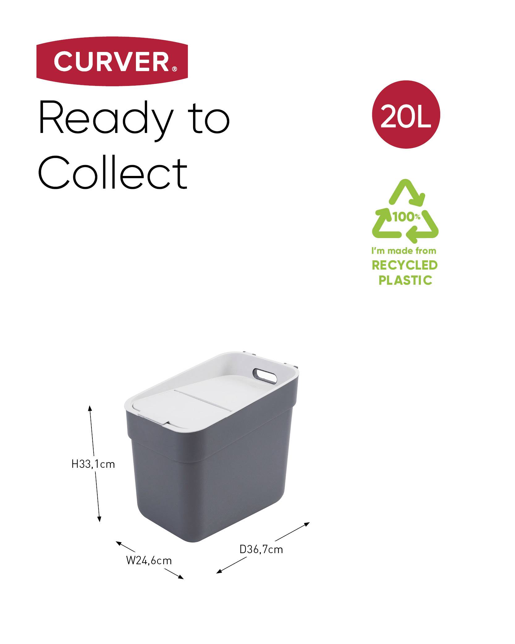 Curver 252021 Mülleimer Dunkelgrün 1 St.