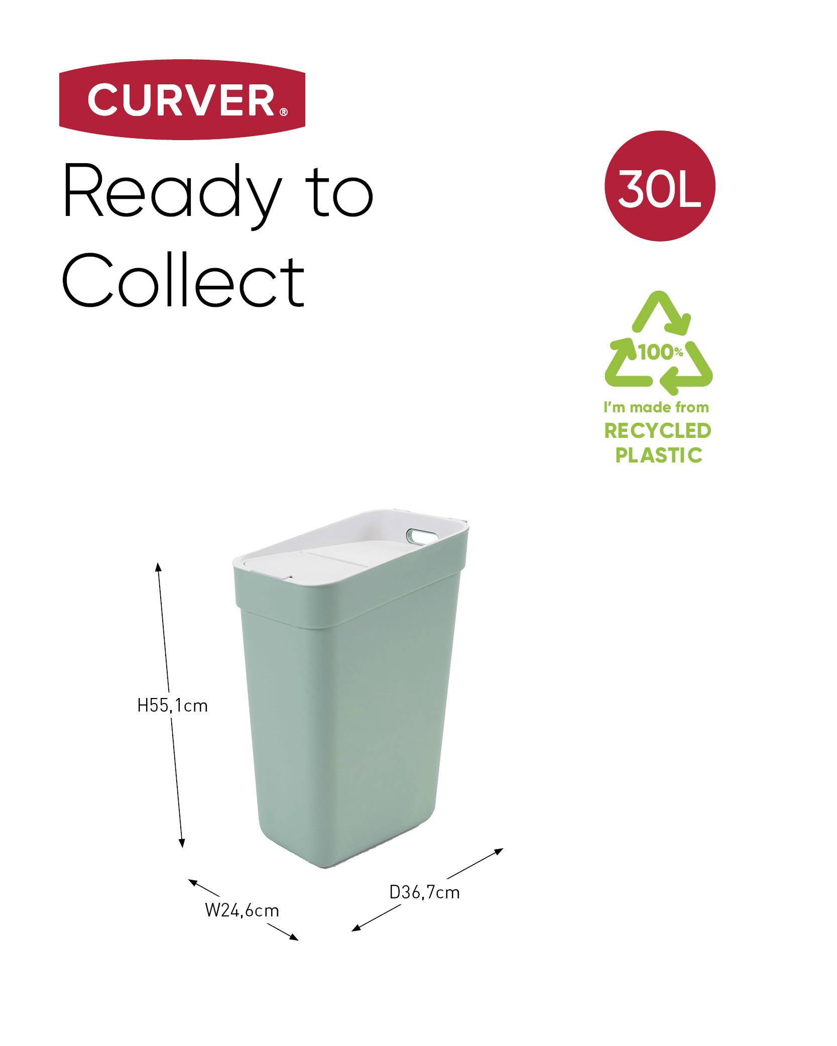 Curver READY TO COLLECT Mülleimer [30L], grün 251952 Mülleimer 1St.