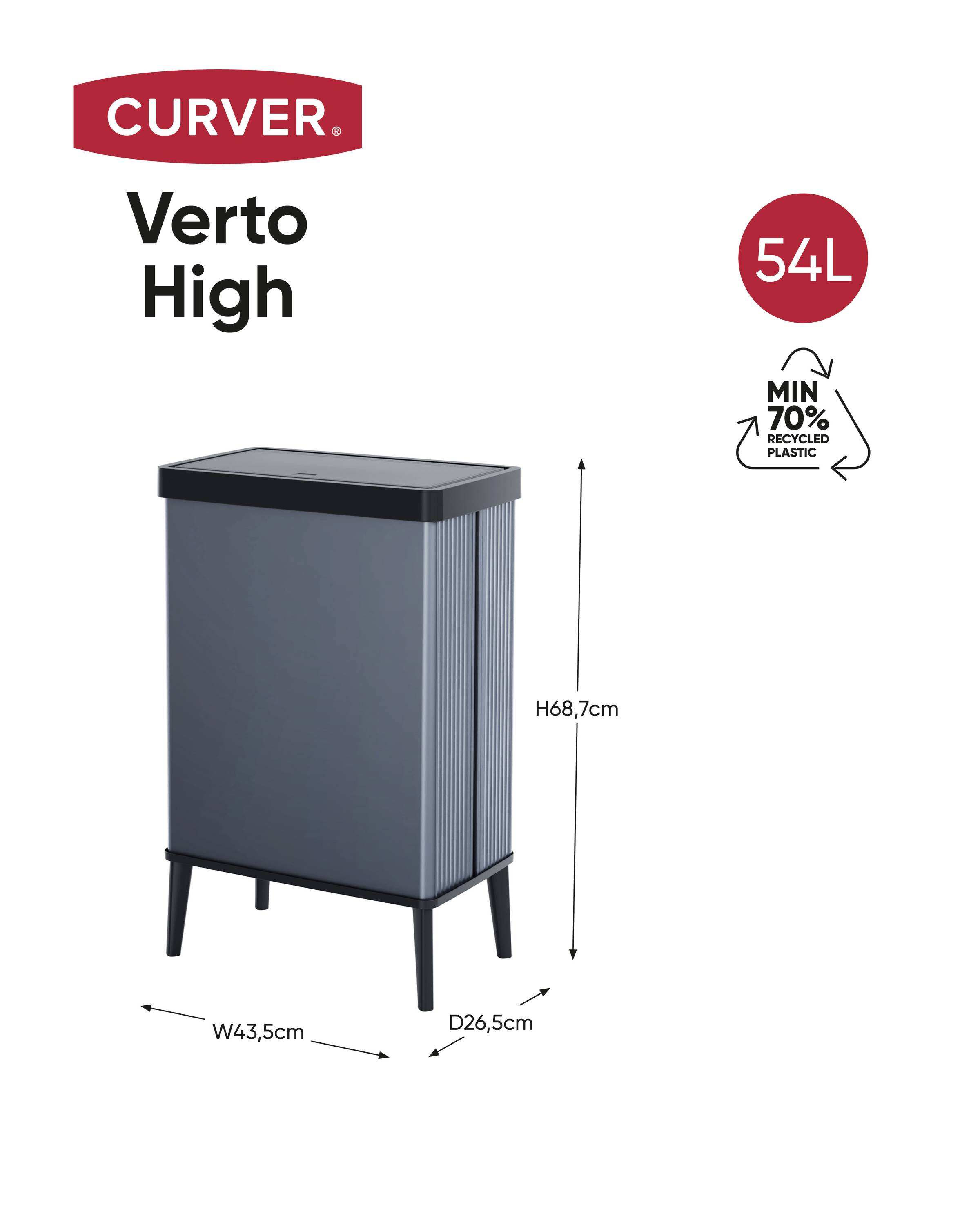 Curver E-COM - VERTO Bin HIGH Abfalleimer 54L, perlblau 258985 Mülleimer Perl-Blau 1St.