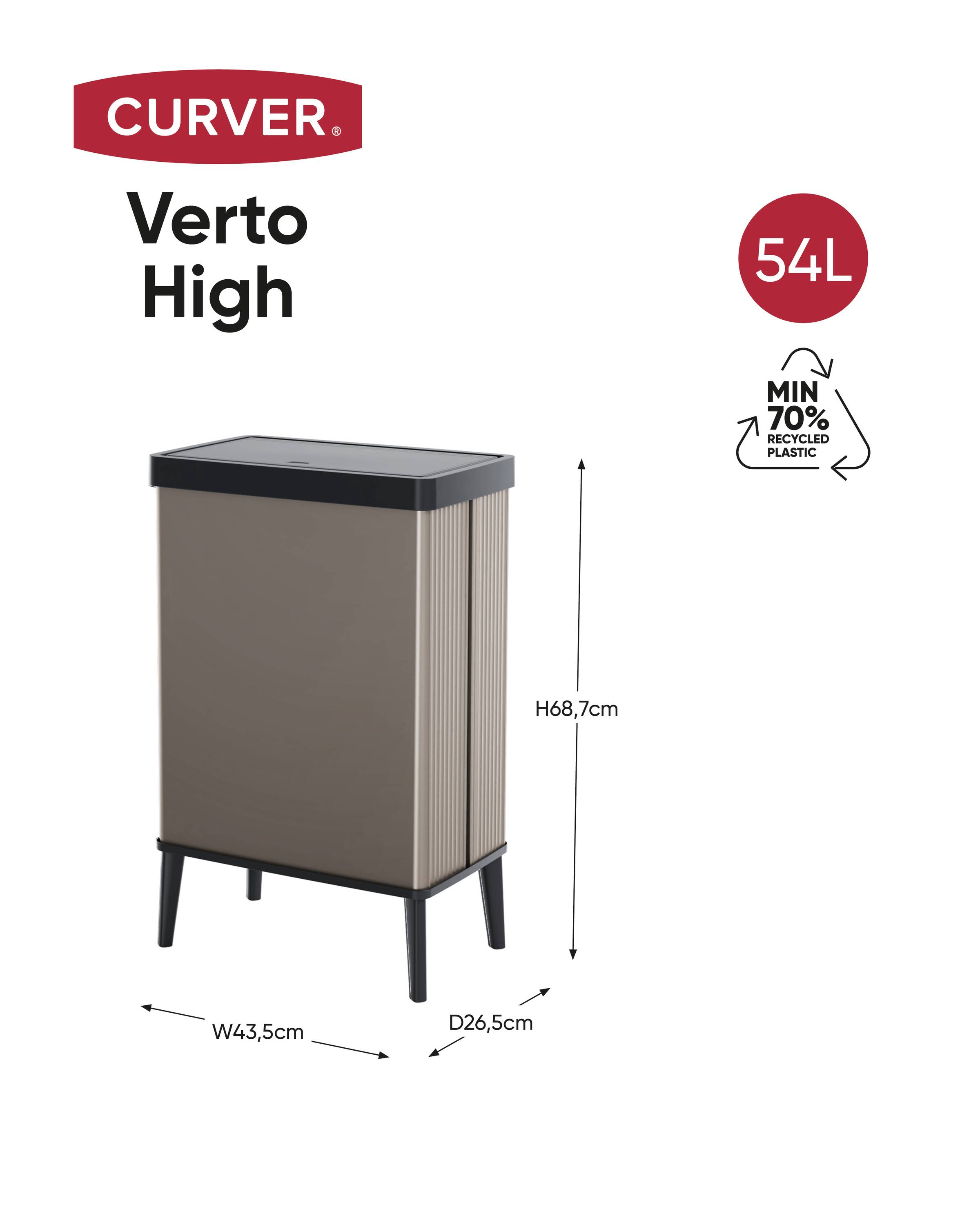 Curver E-COM - VERTO Bin HIGH Abfalleimer 54L, perlrosa 261010 Mülleimer Perlmutt-Lila 1St.