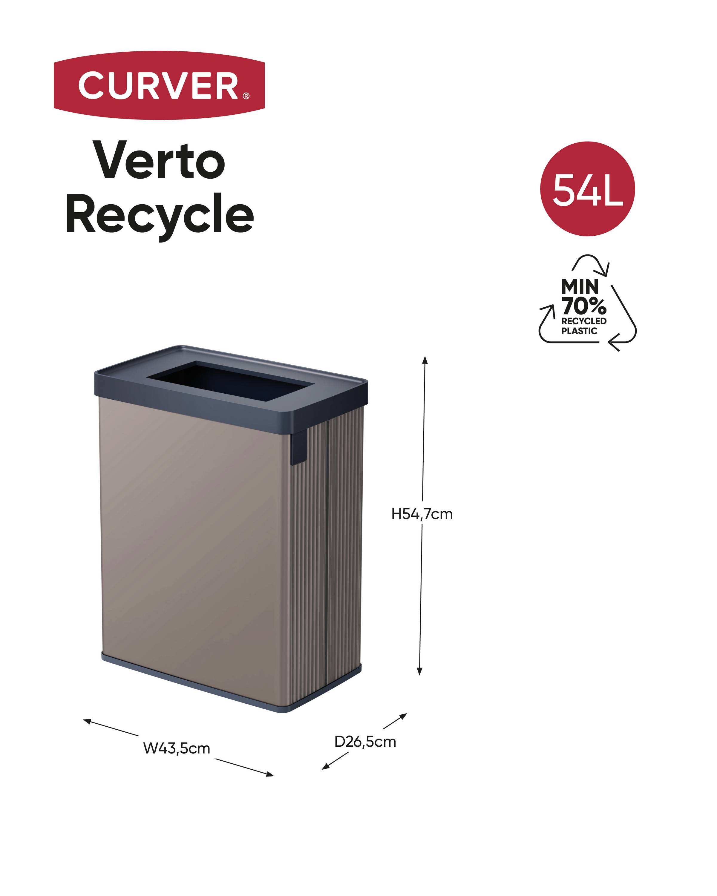 Curver E-COM - VERTO Bin RECYCLE Abfalleimer 54L, perlrosa 261013 Mülleimer Perlmutt-Lila 1St.