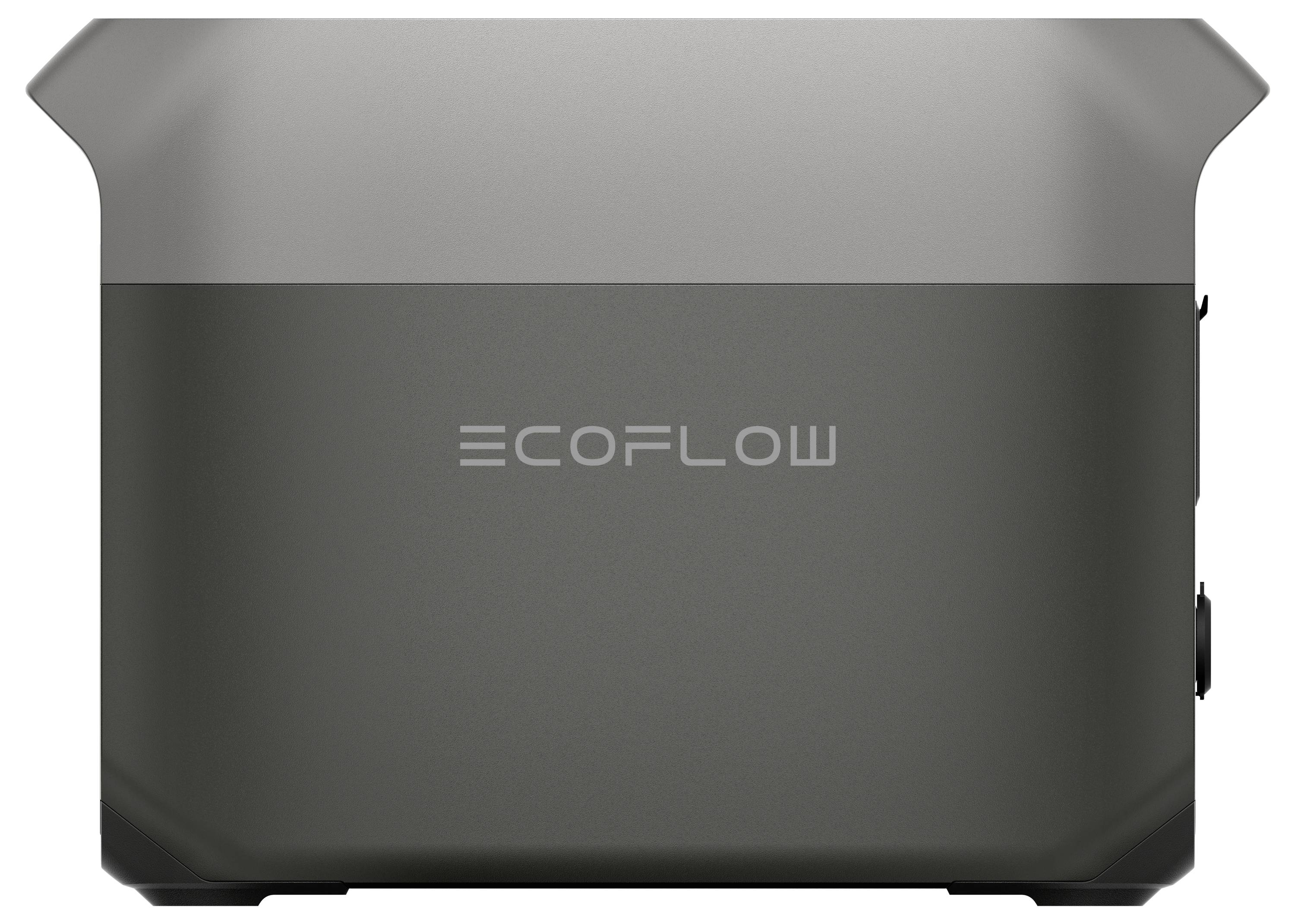 Eine tragbare EcoFlow-Powerstation in schwarzem Design. Sie dient als mobile Stromquelle, geeignet für Outdoor- und Notfallanwendungen.