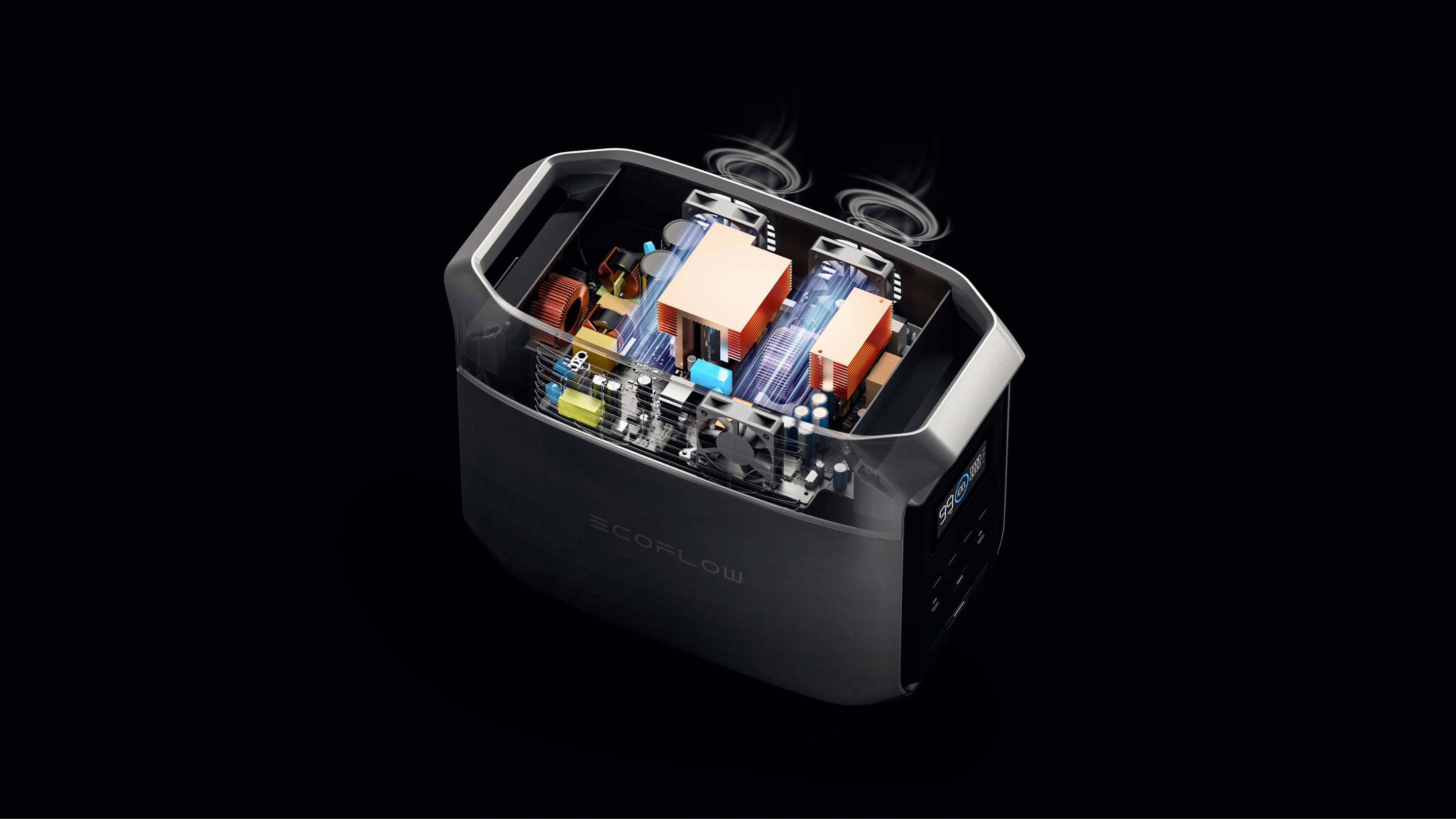 ECOFLOW Delta 3 1500 Powerstation LiFe Schwarz, Grau mit Laderegler