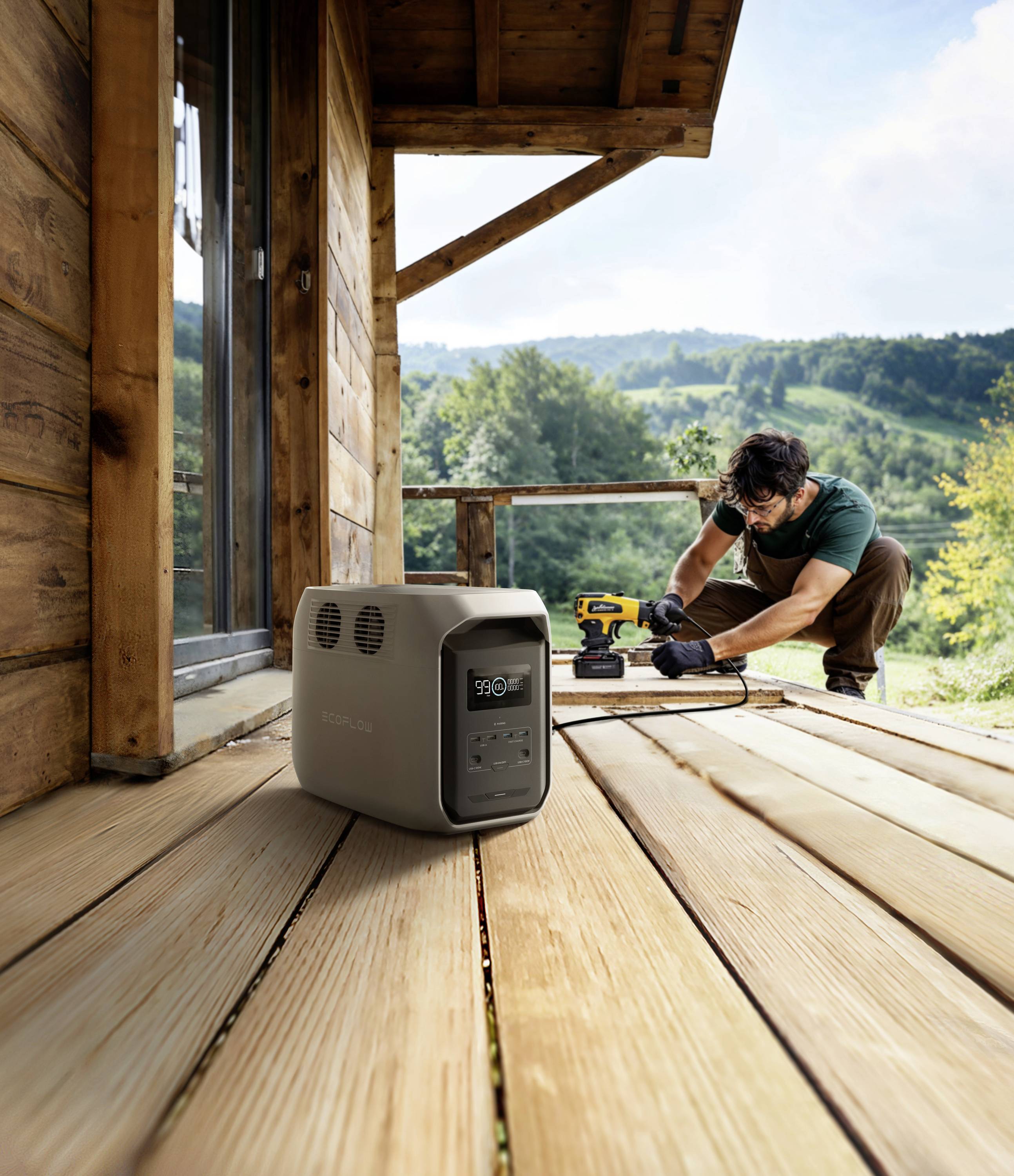 ECOFLOW Delta 3 1500 Powerstation LiFe Schwarz, Grau mit Laderegler