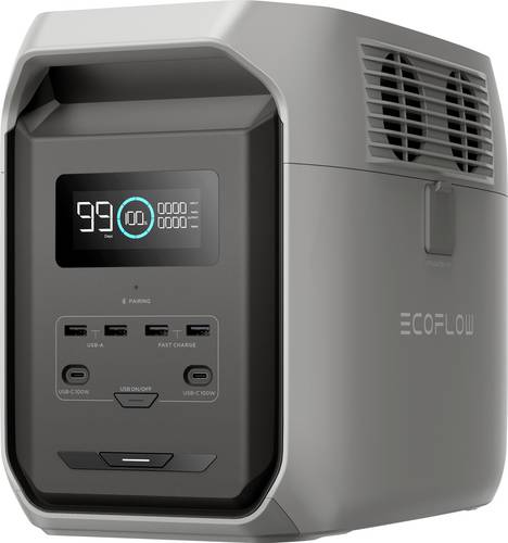 ECOFLOW Delta 3 1500 Powerstation LiFe Schwarz, Grau mit Laderegler