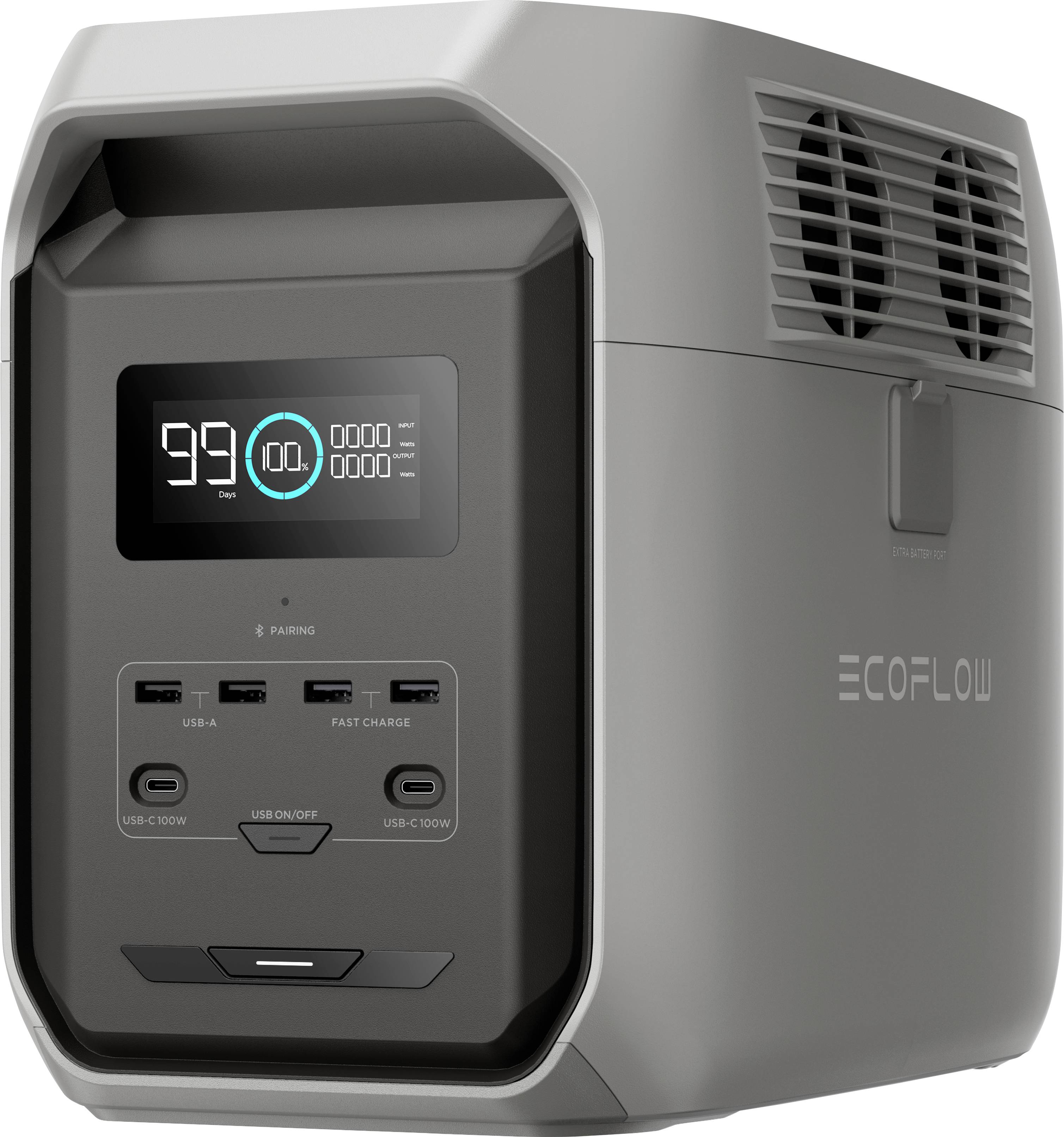 ECOFLOW Delta 3 1500 Powerstation LiFe Schwarz, Grau mit Laderegler