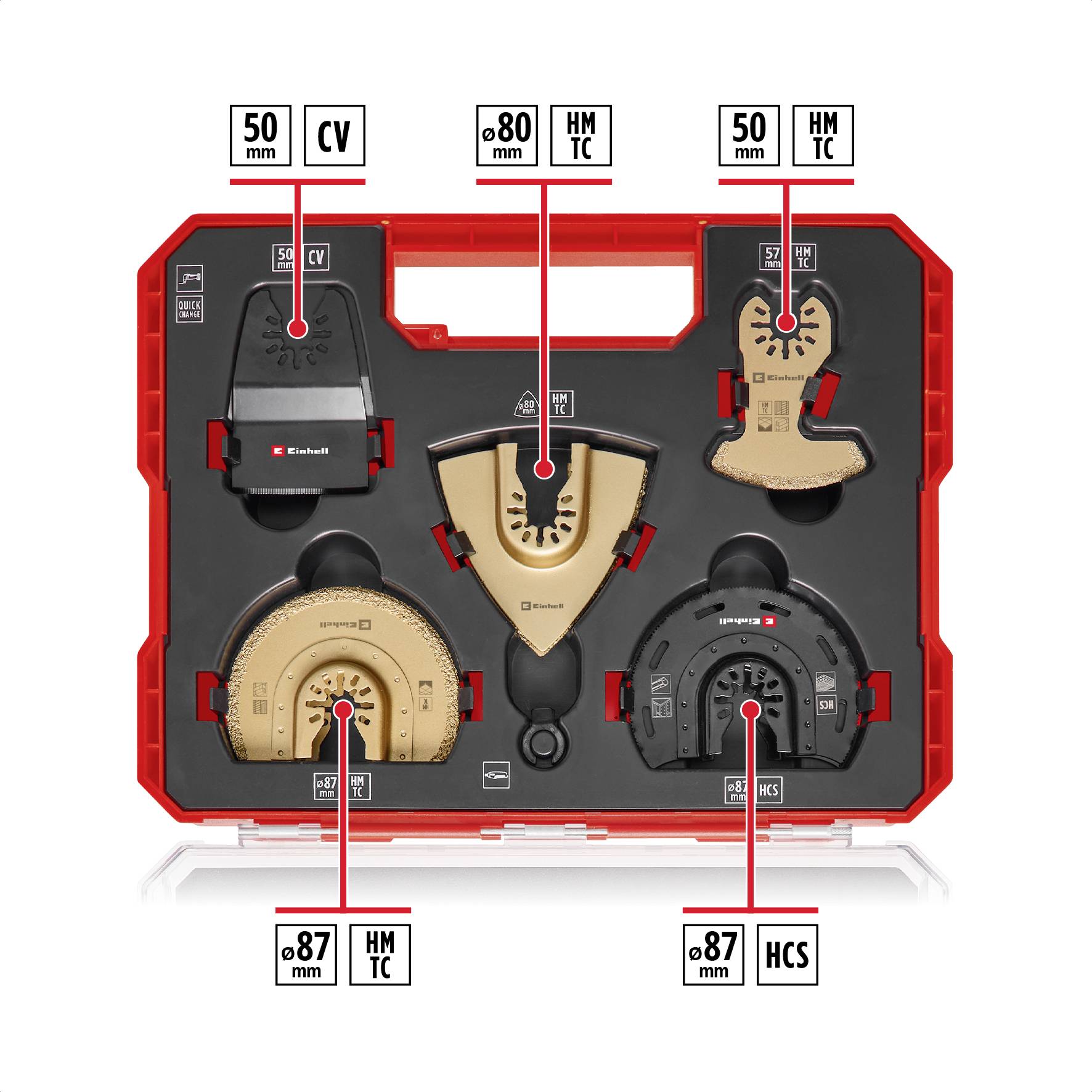 Einhell 708110 XLPLUS-CASE HCS, HM Multifunktionswerkzeug-Zubehör-Set 1 Set