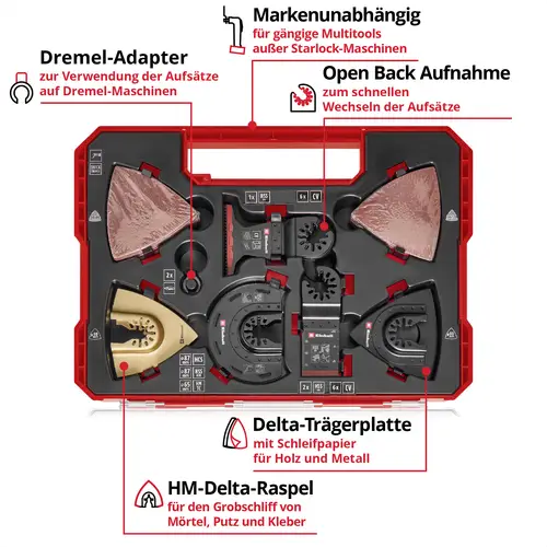 Einhell 708170 XXL -CASE Aluminiumoxid, Chrom-Vanadium Stahl, BiM, HCS, HM Multifunktionswerkzeug-Z Einhell 708170 XXL -CASE Aluminiumoxid, Chrom-Vanadium Stahl, BiM, HCS, HM Multifunktionswerkzeug-Z