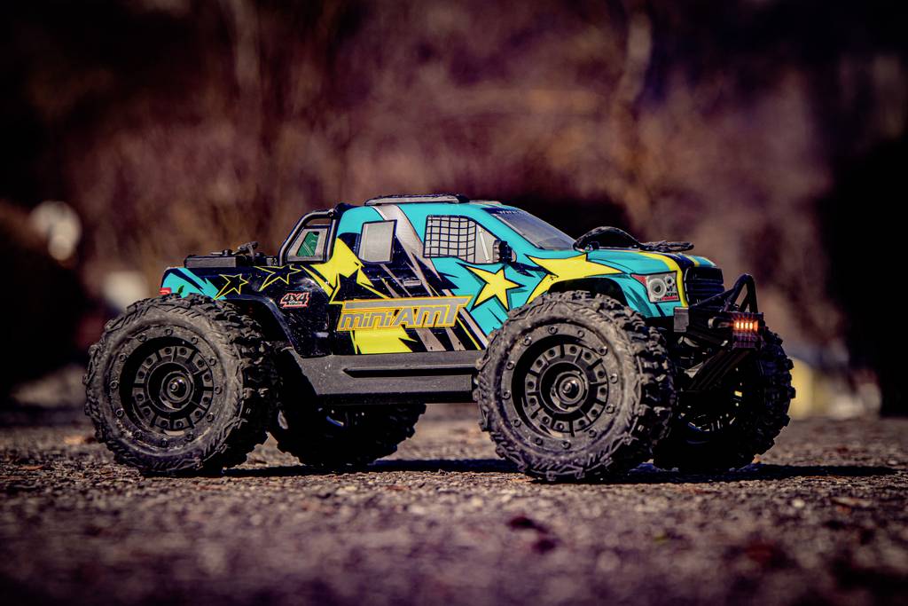 Absima Mini AMT Fluo Blau Brushless 1:16 RC Modellauto Elektro Monstertruck Allradantrieb (4WD) RtR 2,4GHz