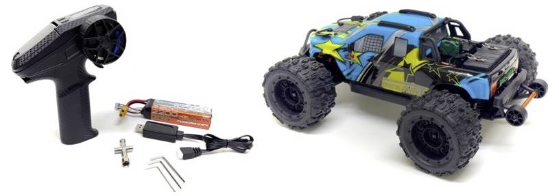 Absima Mini AMT Fluo Blau Brushless 1:16 RC Modellauto Elektro Monstertruck Allradantrieb (4WD) RtR 2,4GHz