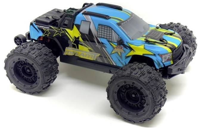 Absima Mini AMT Fluo Blau Brushless 1:16 RC Modellauto Elektro Monstertruck Allradantrieb (4WD) RtR 2,4GHz