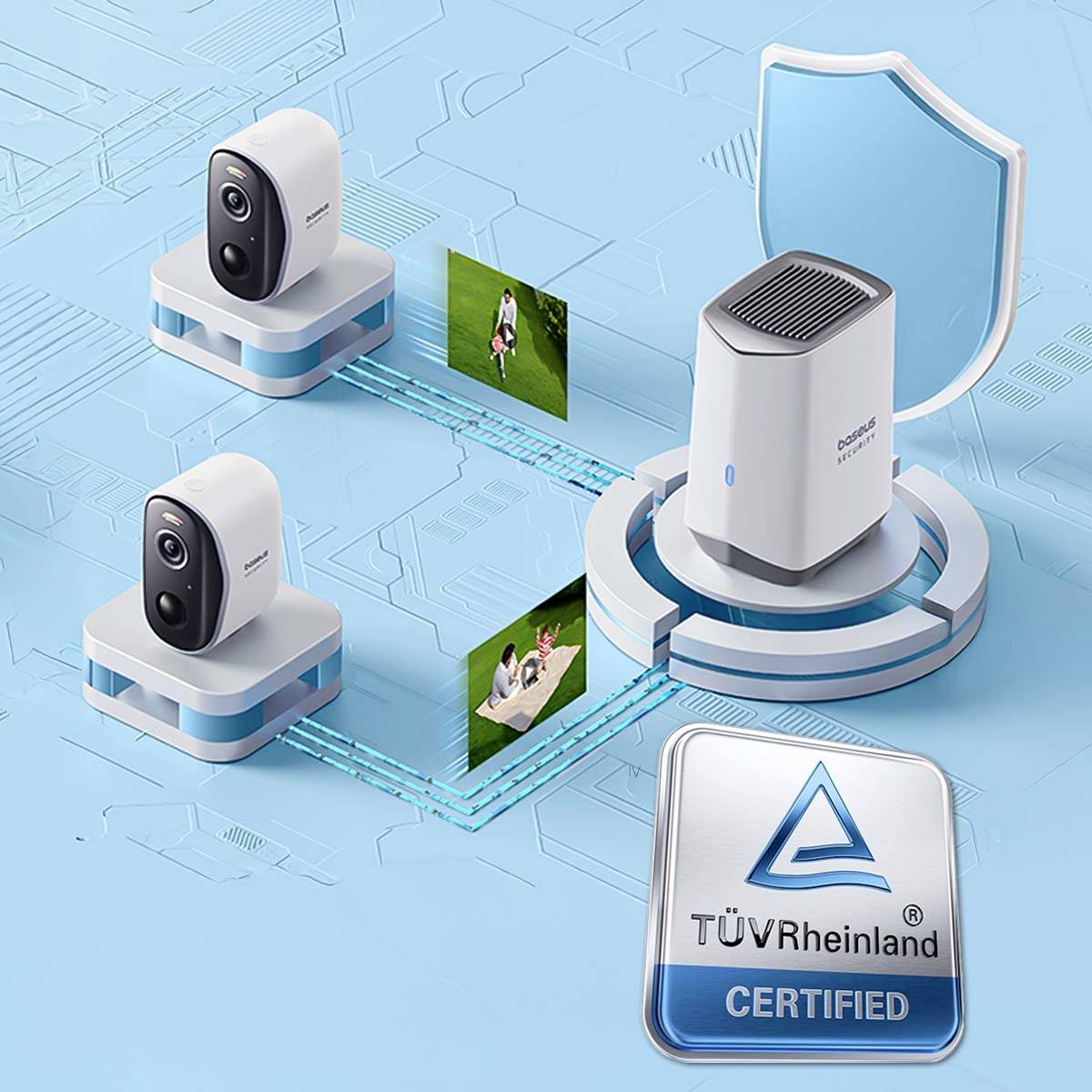 Baseus N1 Plus Outdoor 2K 4-Cam Kit S0TY012131 WLAN IP-Überwachungs-Set 4er Set 2304 x 1296 Pixel