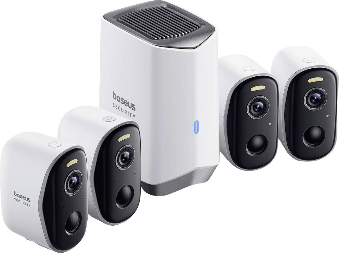 Baseus N1 Plus Outdoor 2K 4-Cam Kit S0TY012131 WLAN IP-Überwachungs-Set 4er Set 2304 x 1296 Pixel