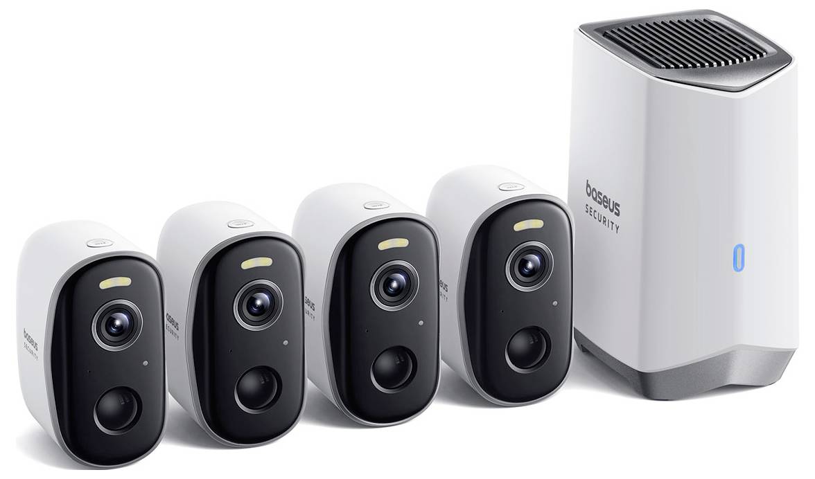 Baseus N1 Plus Outdoor 2K 4-Cam Kit S0TY012131 WLAN IP-Überwachungs-Set 4er Set 2304 x 1296 Pixel