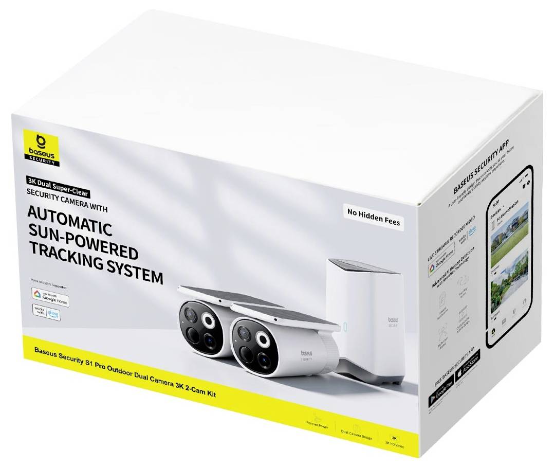 Baseus S1 Pro Outdoor Dual 3K 2-Cam Kit S0TX002131 IP-Überwachungskamera-Set 2er Set 2304 x 1296 Pixel