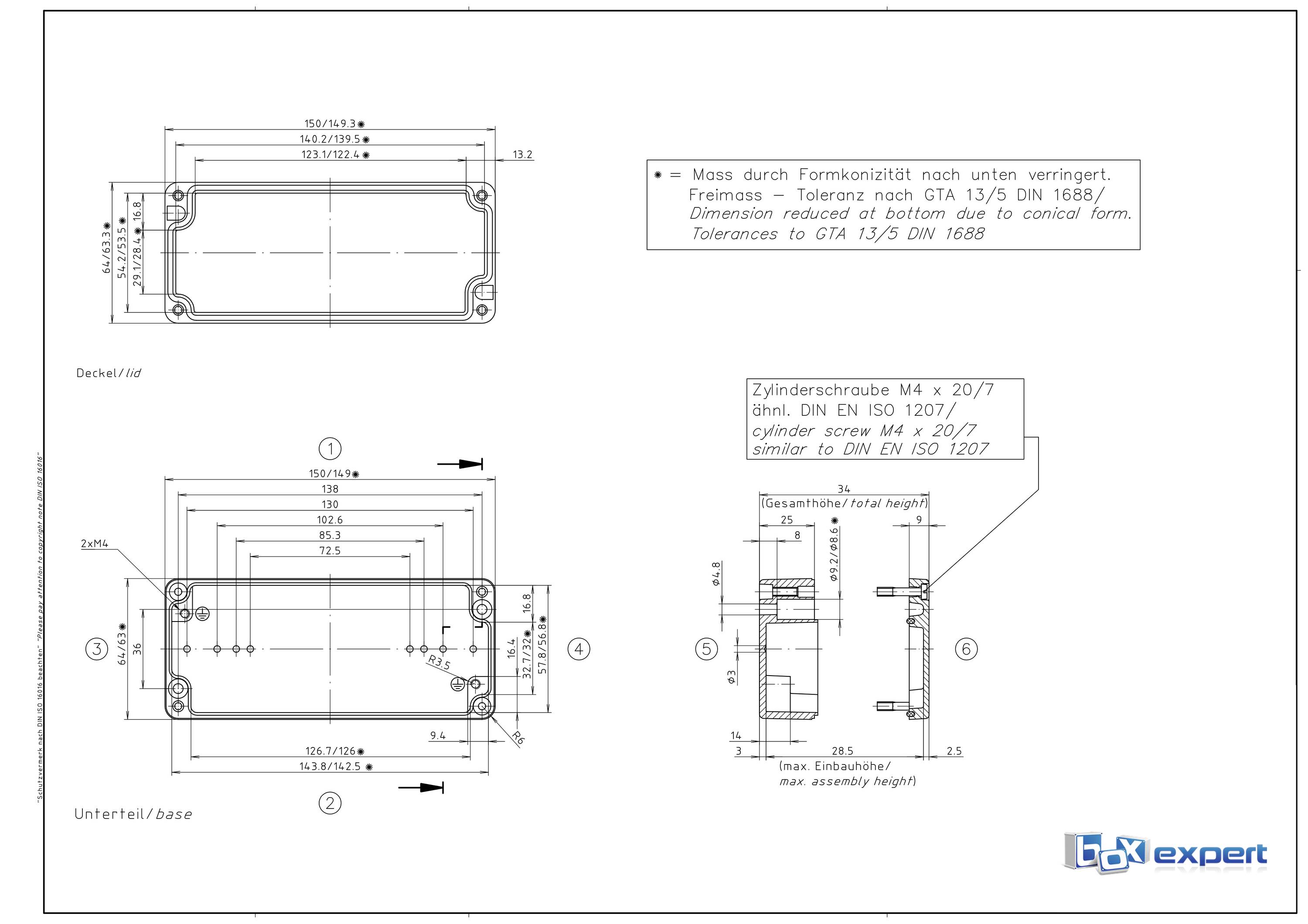 Boxexpert Alster 1506434 Gehäuse 64 x 150 x 34 Aluminium Silber-Grau 1St.