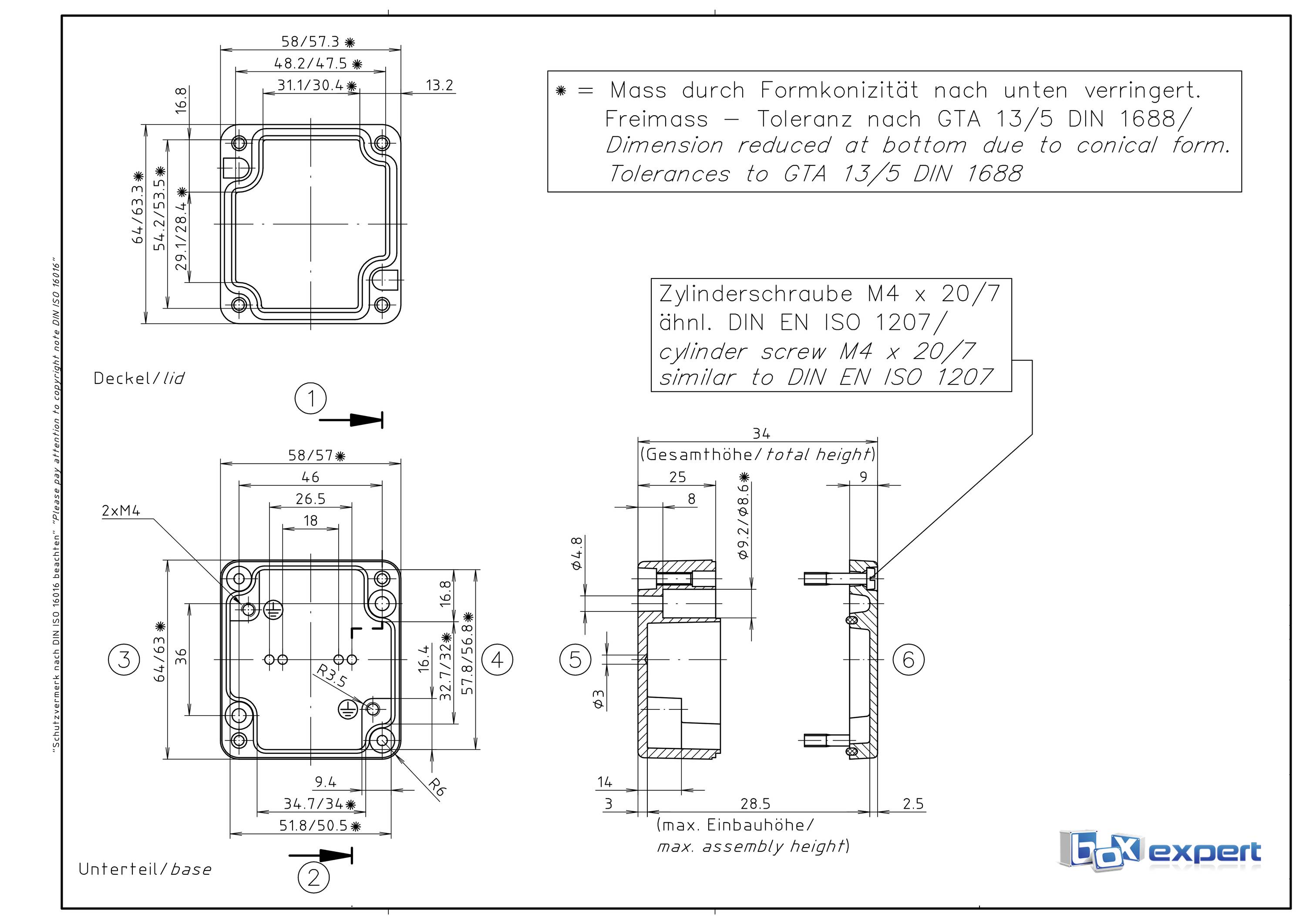 Boxexpert Alster 586434 Gehäuse 58 x 64 x 34 Aluminium Silber-Grau 1St.
