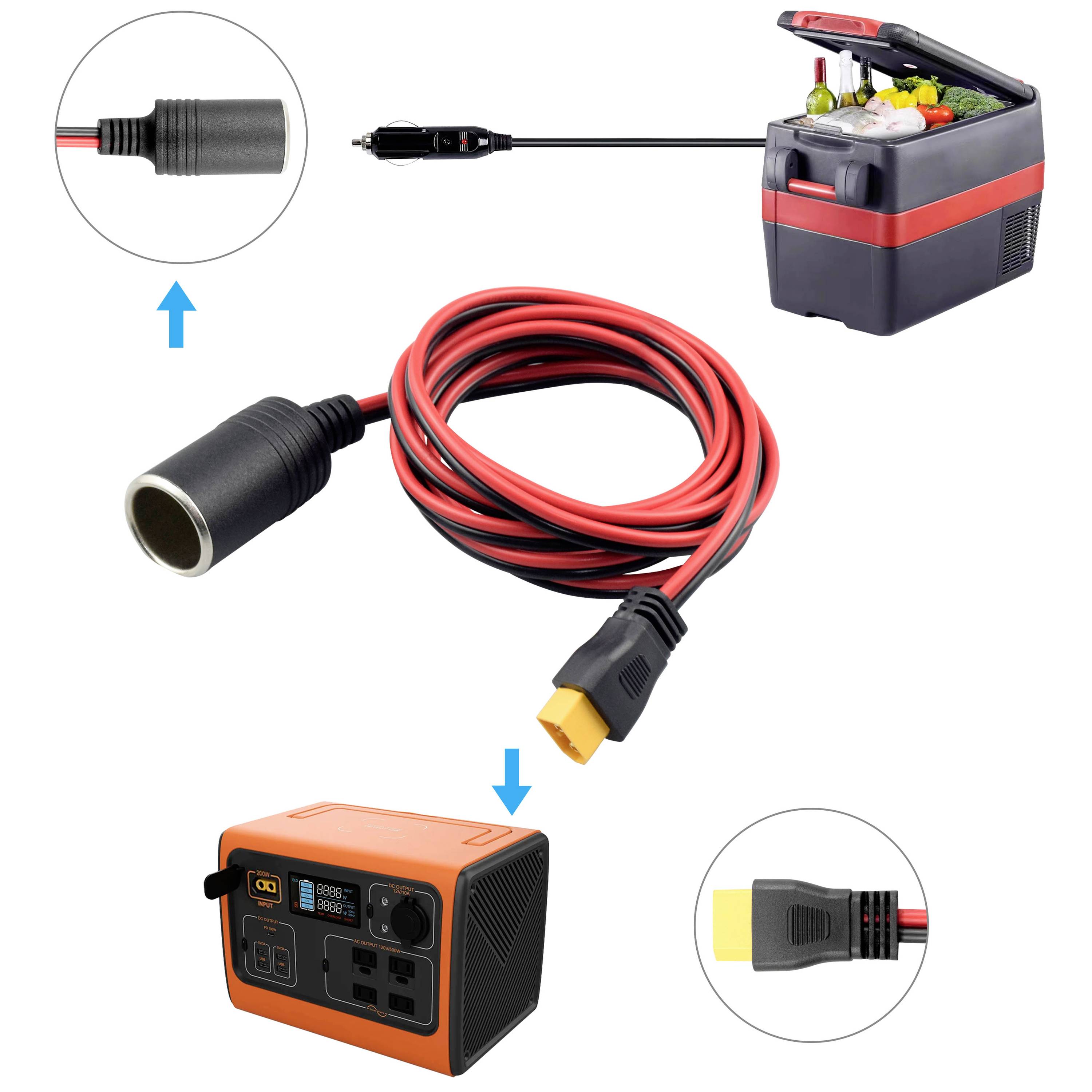 TRU COMPONENTS Zigarettenanzünder auf XT60-Kabel 2m TC-13619284 Schwarz, Rot Inhalt: 1St.