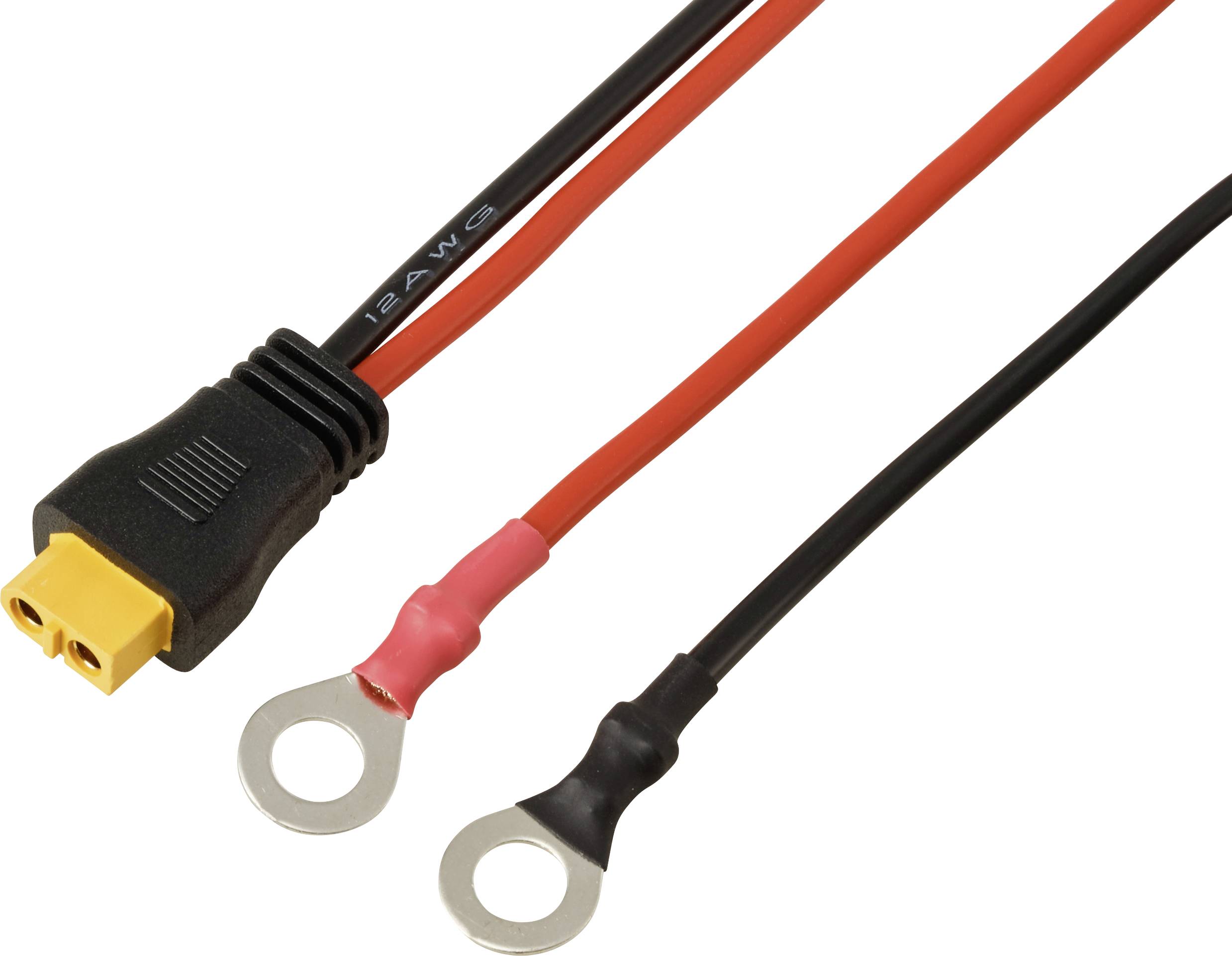 TRU COMPONENTS Ringkabelschuh zum XT60-Anschlusskabel 0,25 m TC-13619316 Schwarz, Rot Inhalt: 1 St.