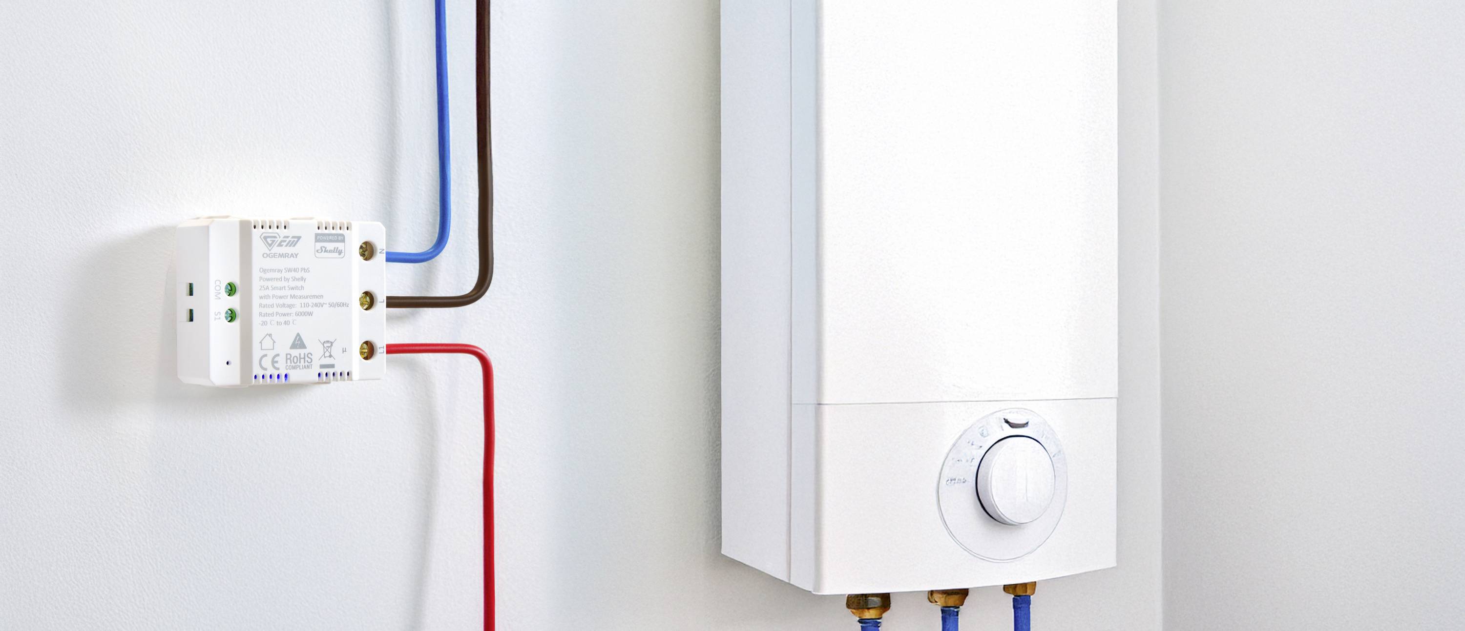 Shelly Ogemray smarter Relaisschalter 25A Schalt-Messaktor Bluetooth, Wi-Fi