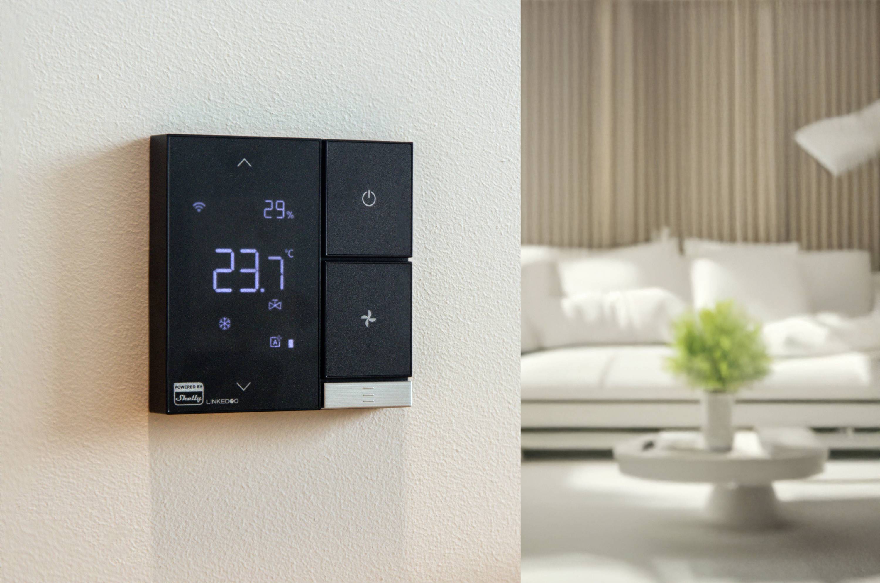Shelly LinkedGo smartes HVAC-Thermostat Fußbodenheizungssteuerung, Raumthermostat Bluetooth, Wi-Fi