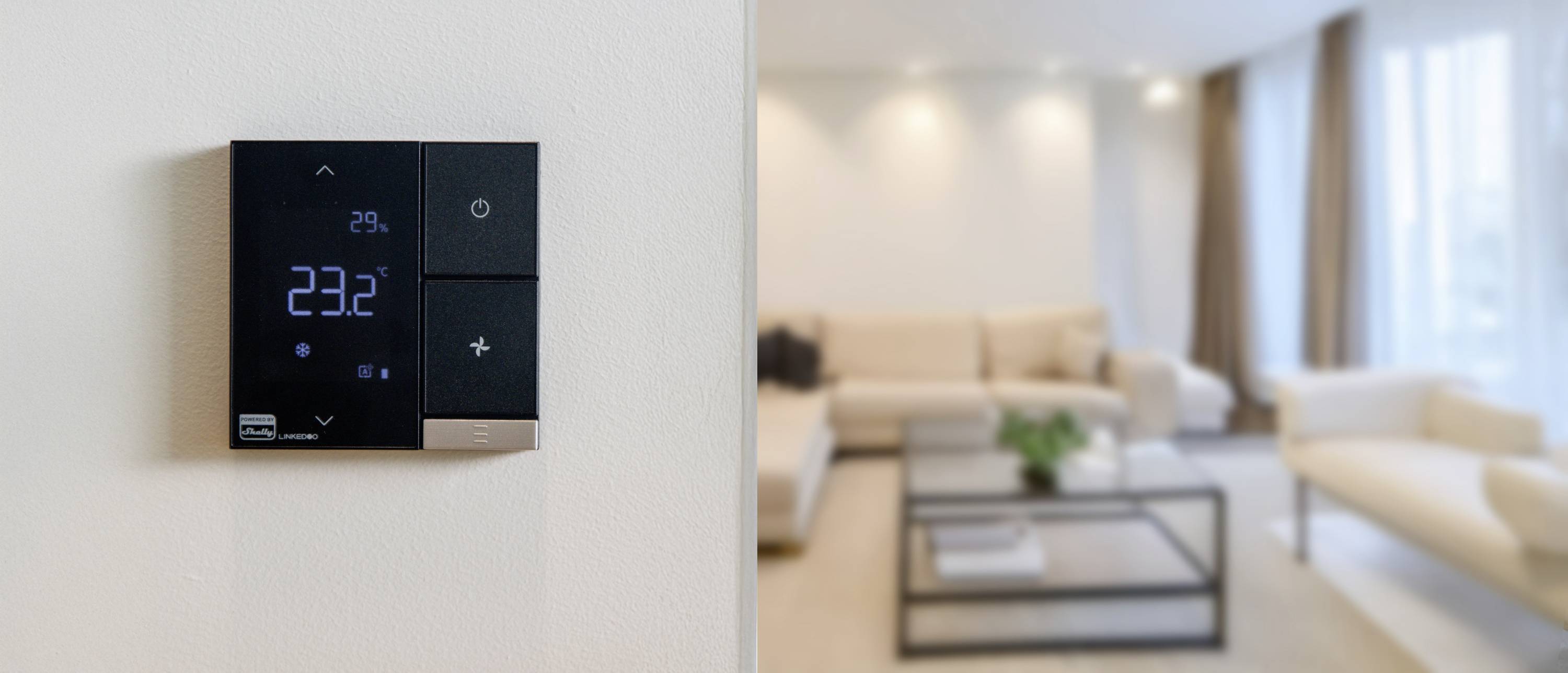 Shelly LinkedGo smartes HVAC-Thermostat Fußbodenheizungssteuerung, Raumthermostat Bluetooth, Wi-Fi