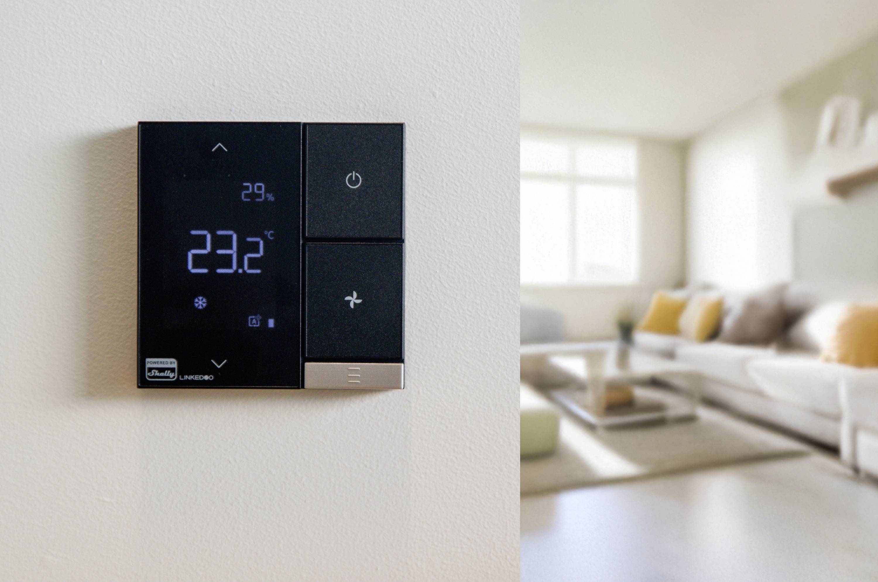 Shelly LinkedGo smartes HVAC-Thermostat Fußbodenheizungssteuerung, Raumthermostat Bluetooth, Wi-Fi