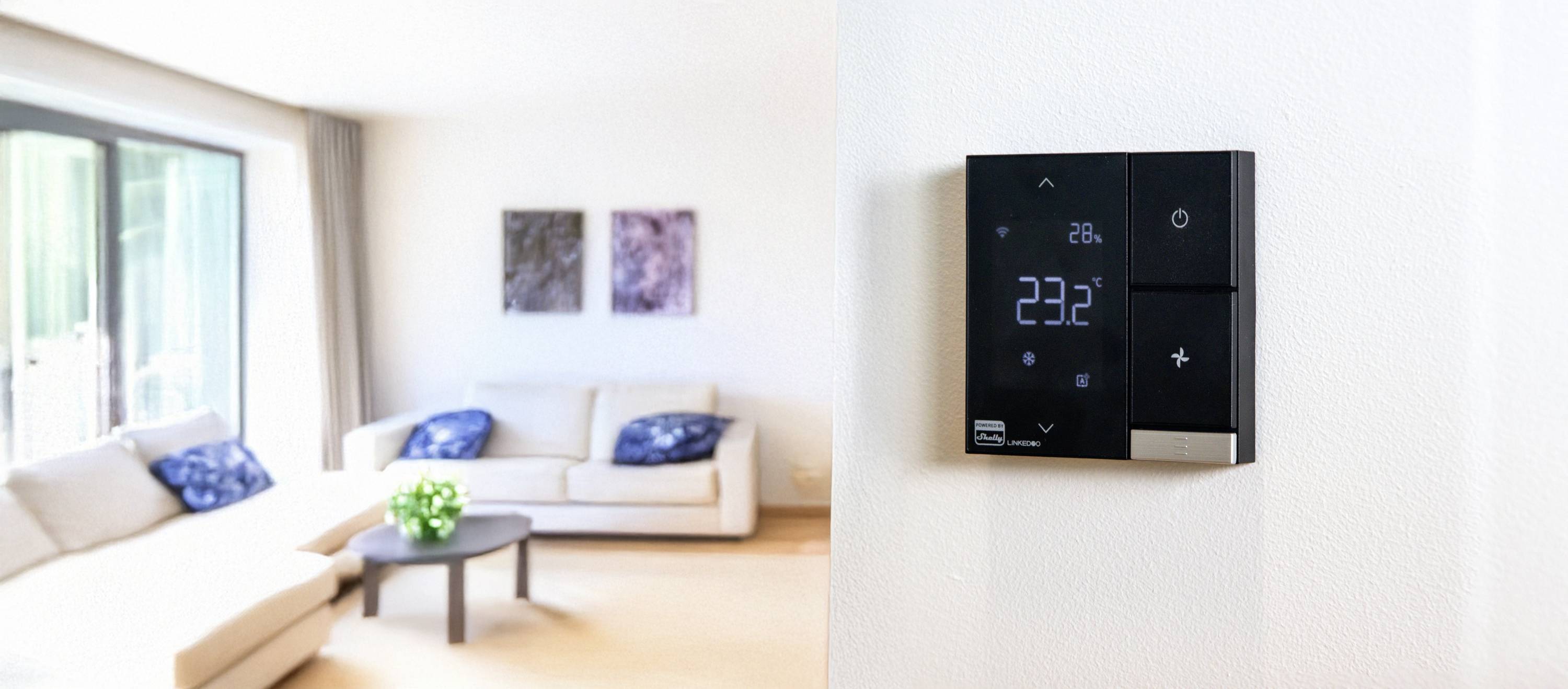 Shelly LinkedGo smartes HVAC-Thermostat Fußbodenheizungssteuerung, Raumthermostat Bluetooth, Wi-Fi