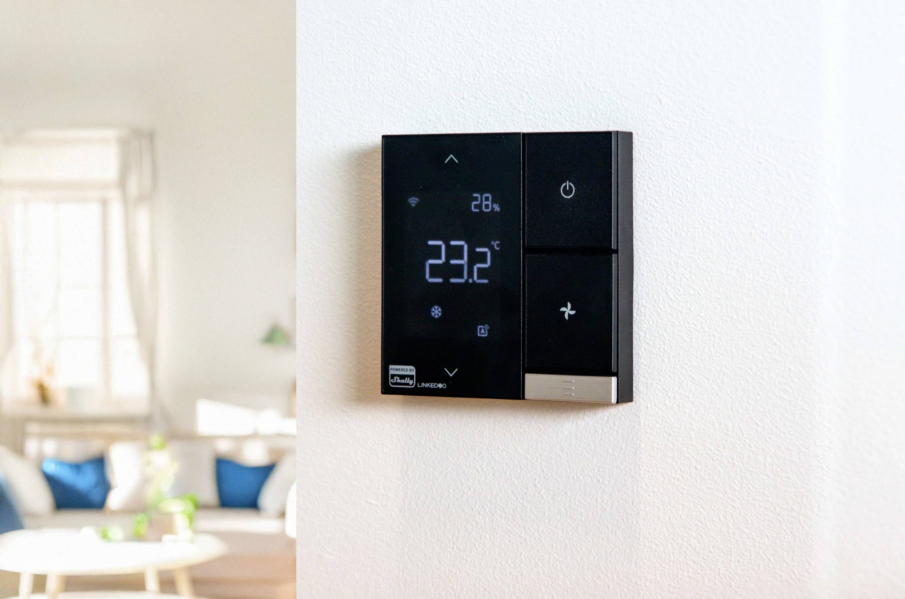 Shelly LinkedGo smartes HVAC-Thermostat Fußbodenheizungssteuerung, Raumthermostat Bluetooth, Wi-Fi