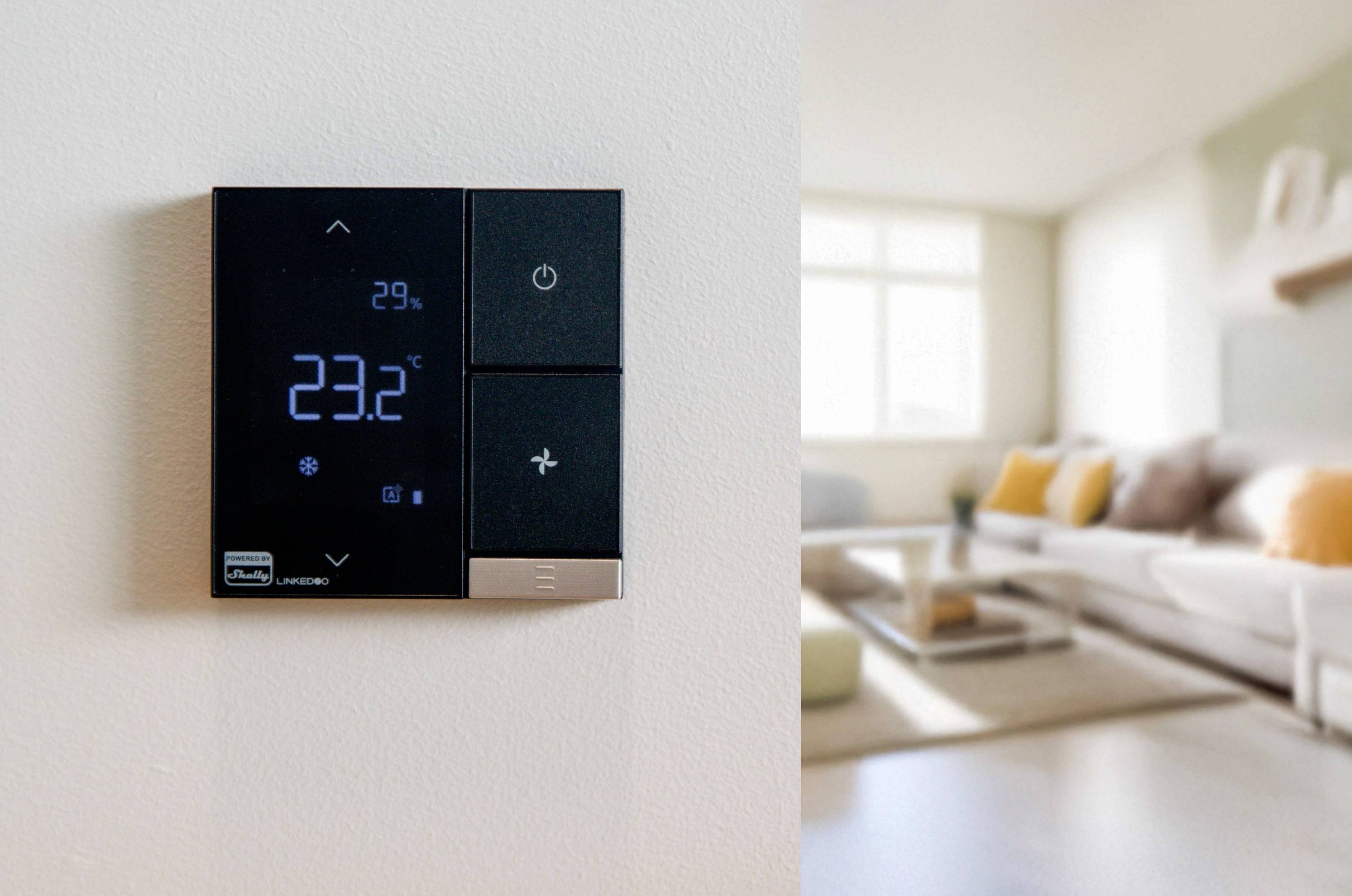 Shelly LinkedGo smartes HVAC-Thermostat Fußbodenheizungssteuerung, Raumthermostat Bluetooth, Wi-Fi