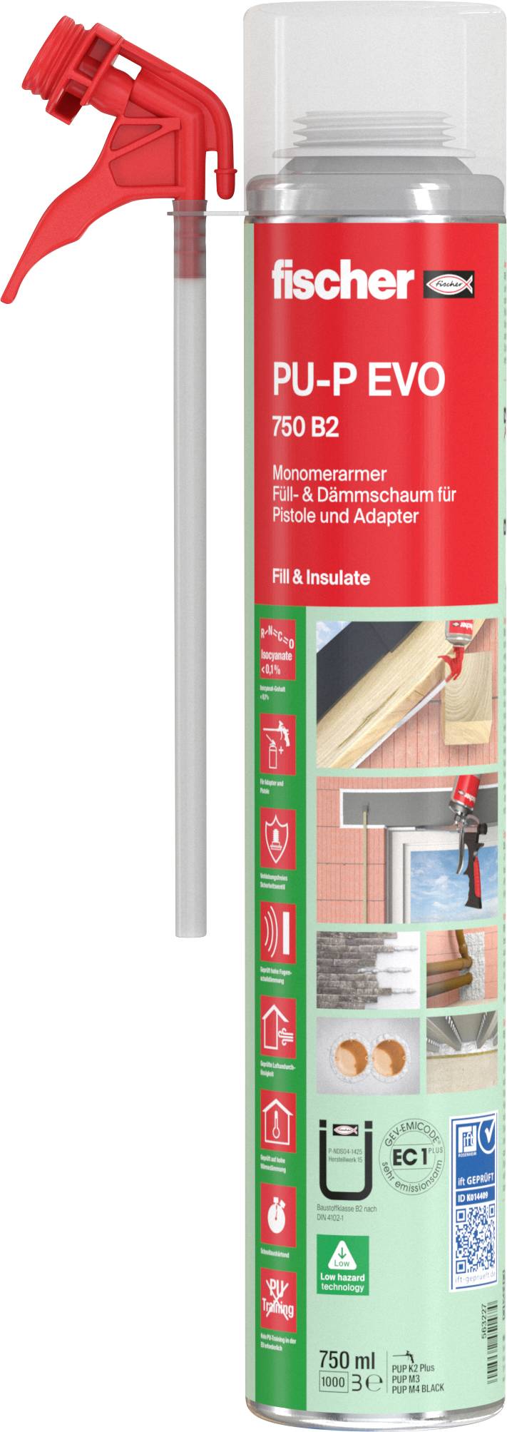 Fischer PU-P EVO 750 B2 Montageschaum Herstellerfarbe Weiß 563227 750ml