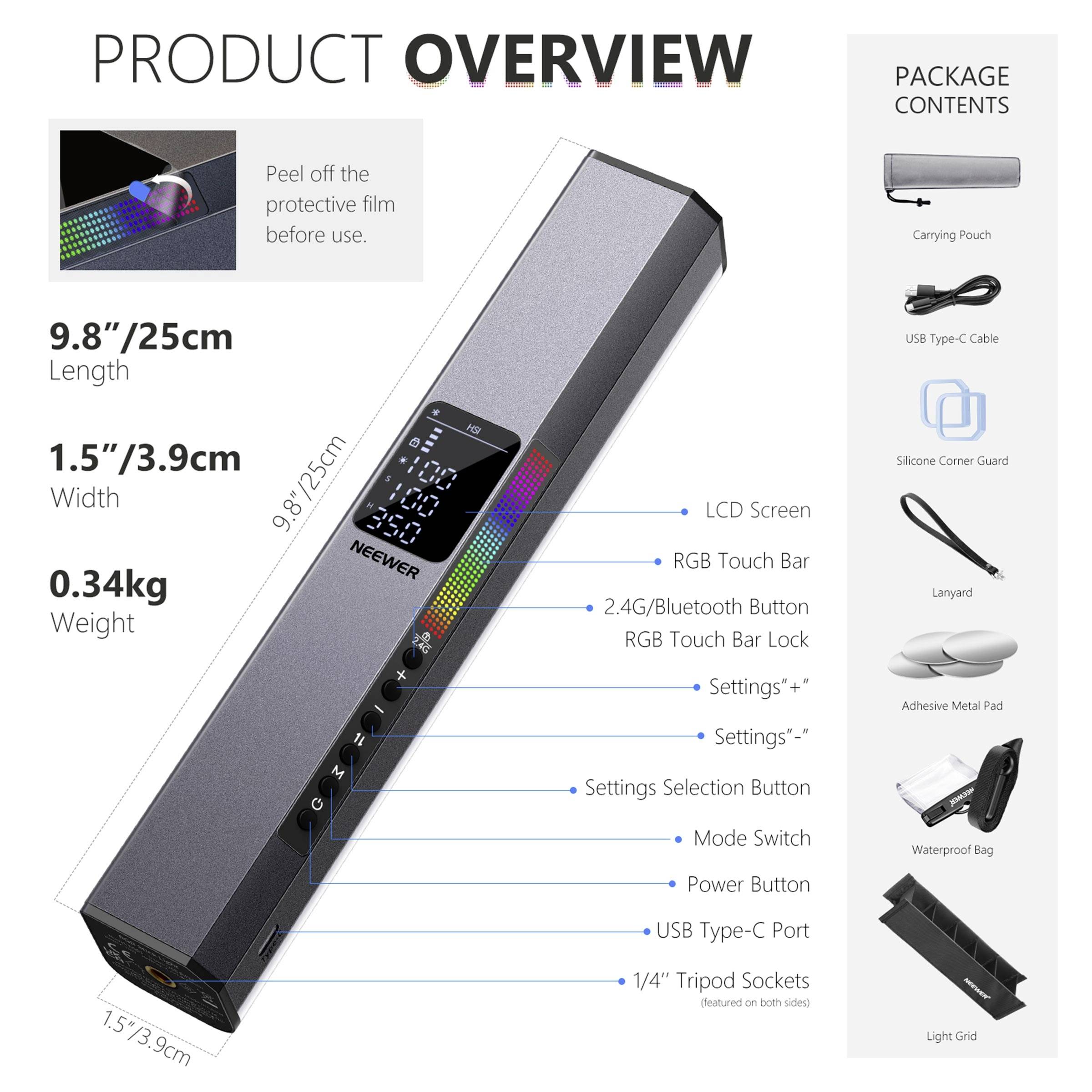 Neewer RGB1 10 Watt RGB LED Stablicht LED Videoleuchte Anzahl LEDs=150