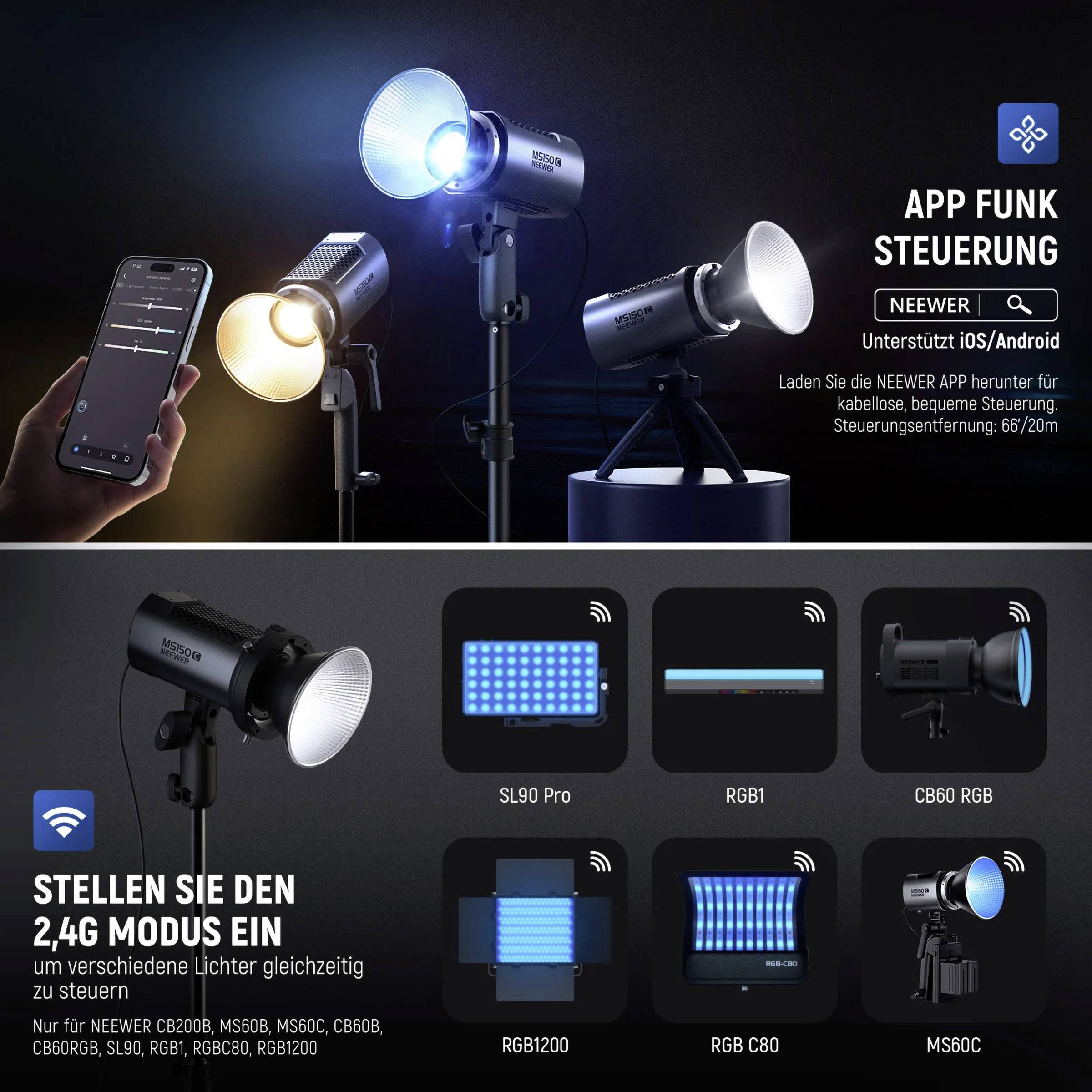 Neewer MS150C LED Videoleuchte