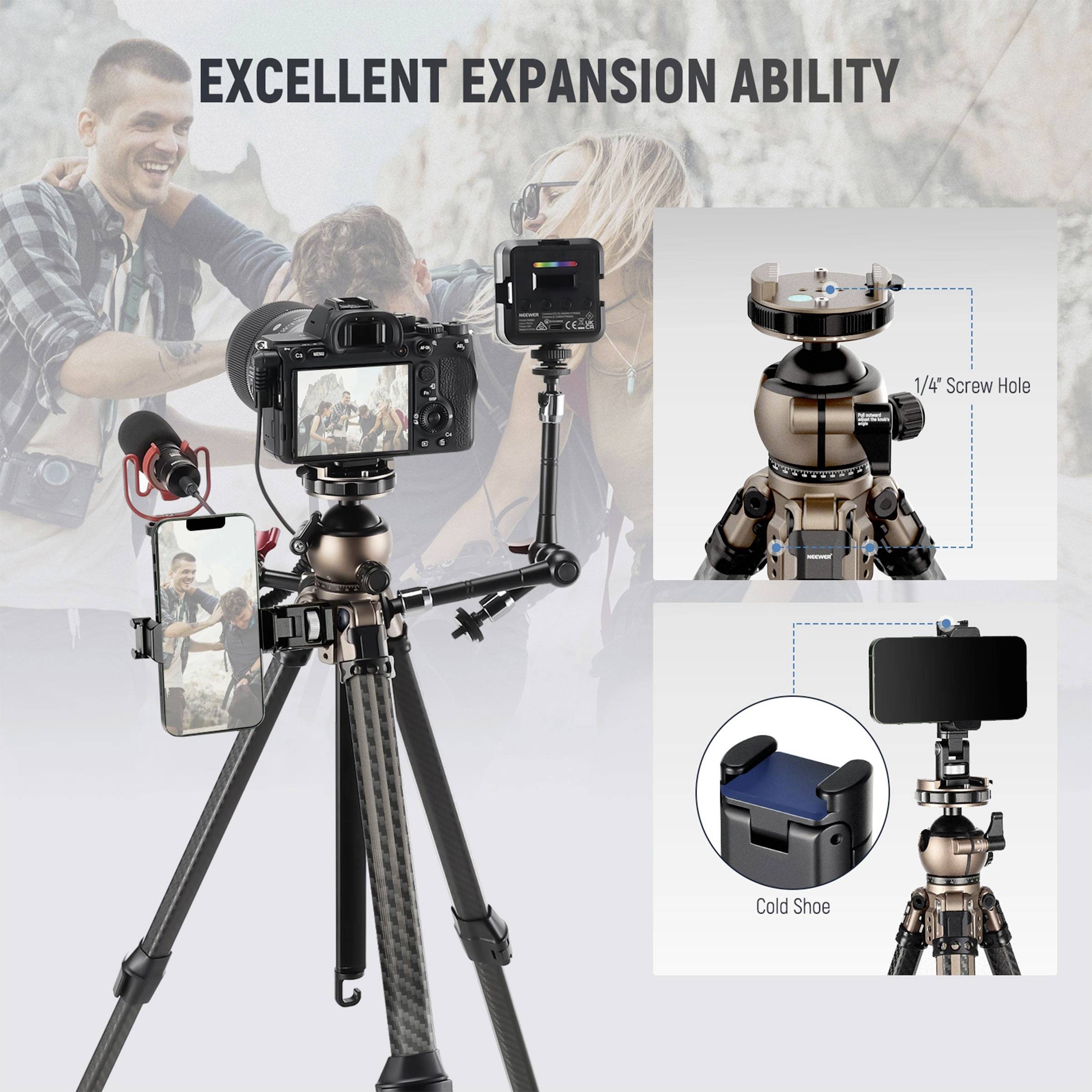 Neewer TP30 Kompaktes Carbon-Reisestativ Tripod