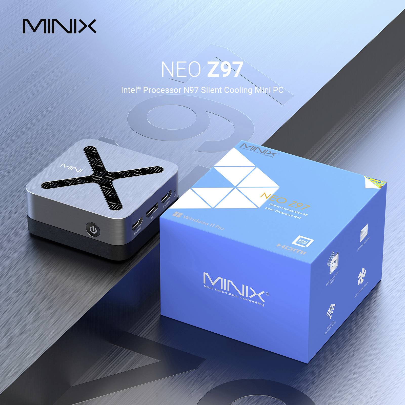 Minix Mini PC NEO Z97 Intel® N N97 3.6GHz 12GB RAM 512GB SSD Intel UHD Graphics Win 11 Pro NEO Z97