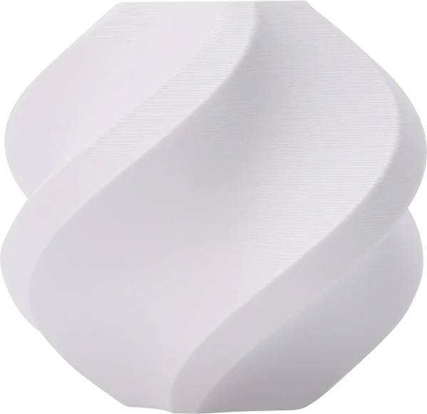 Ein weißes keramisches Objekt mit spiralförmiger Struktur, das ein modernes und minimalistisches Design zeigt.