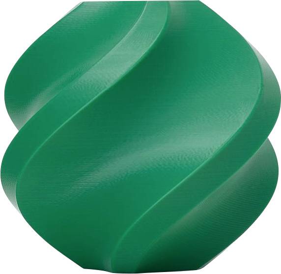 Grüner, kugelförmiger Gegenstand mit spiralförmigen Streifen.