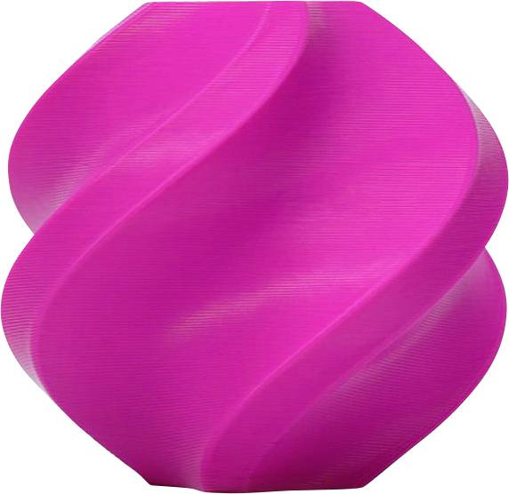 Ein leuchtend pinker, spiralförmiger 3D-gedruckter Kunststoffkörper mit glatten Oberflächen, der sich dekorativ windet.