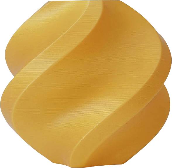 Goldene, spiralige Skulptur mit glatter Oberfläche, die ein dynamisches und elegantes Design vermittelt.