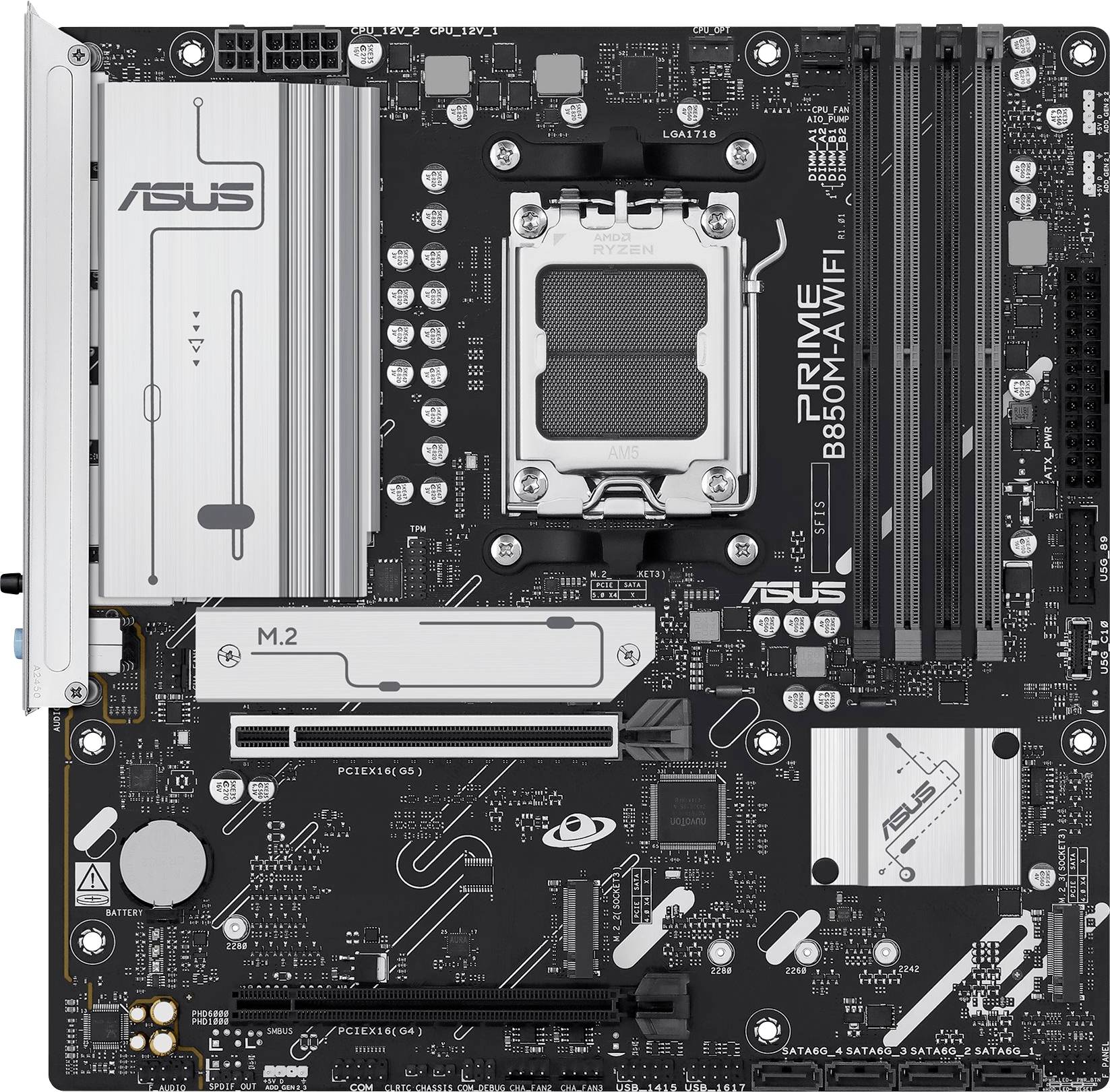 Asus PRIME B850M-A Mainboard Sockel (PC) AMD® AM5 Formfaktor (Details) Micro-ATX Mainboard-Chipsatz AMD® B850