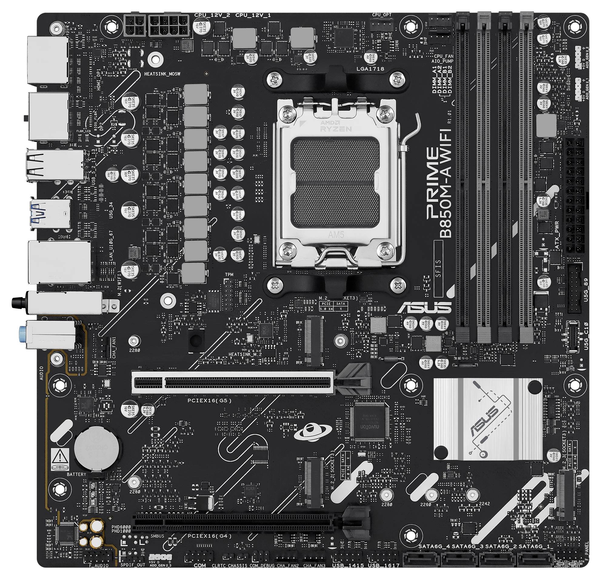 Asus PRIME B850M-A Mainboard Sockel (PC) AMD® AM5 Formfaktor (Details) Micro-ATX Mainboard-Chipsatz AMD® B850