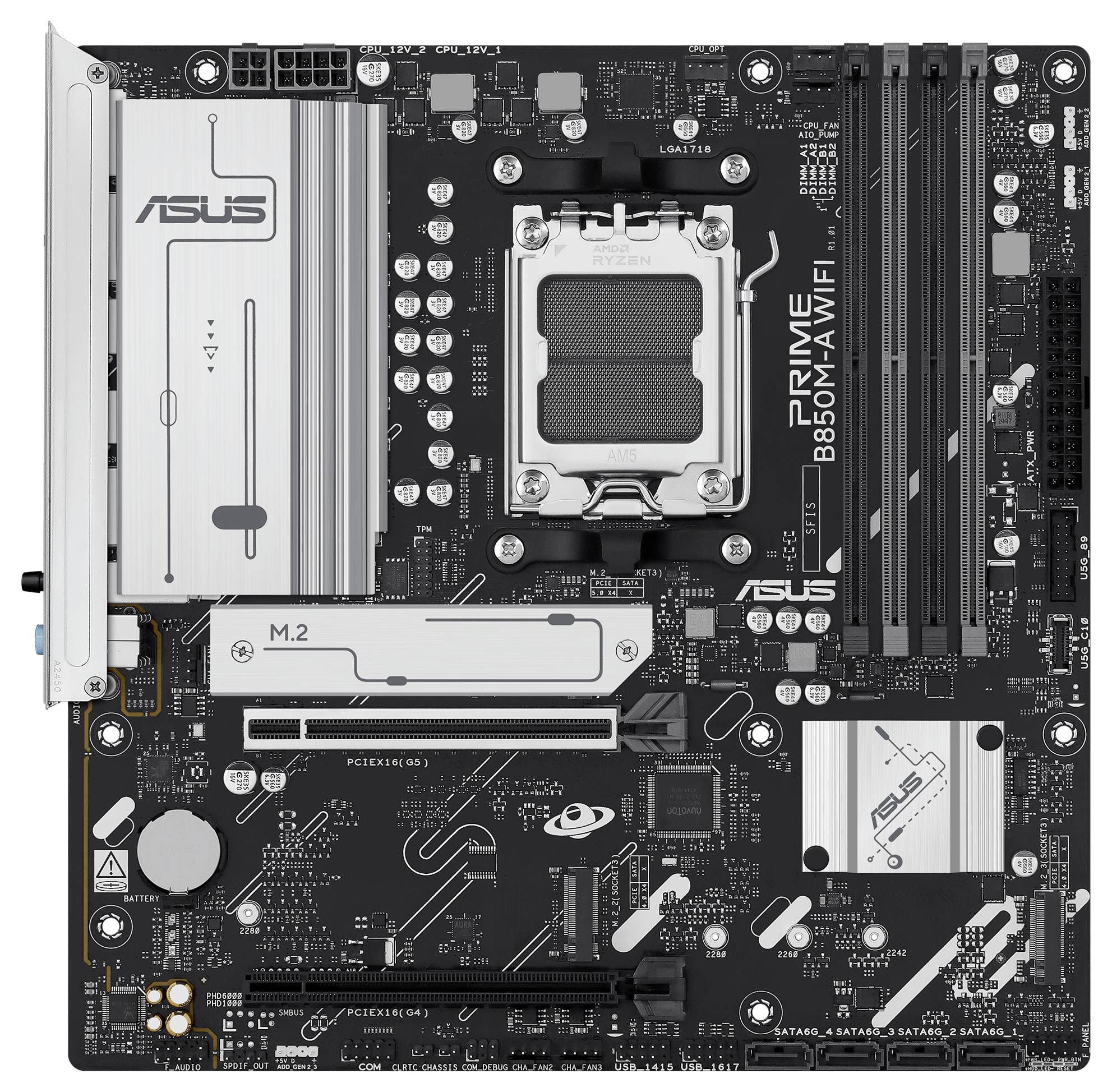 Asus PRIME B850M-A Mainboard Sockel (PC) AMD® AM5 Formfaktor (Details) Micro-ATX Mainboard-Chipsatz AMD® B850