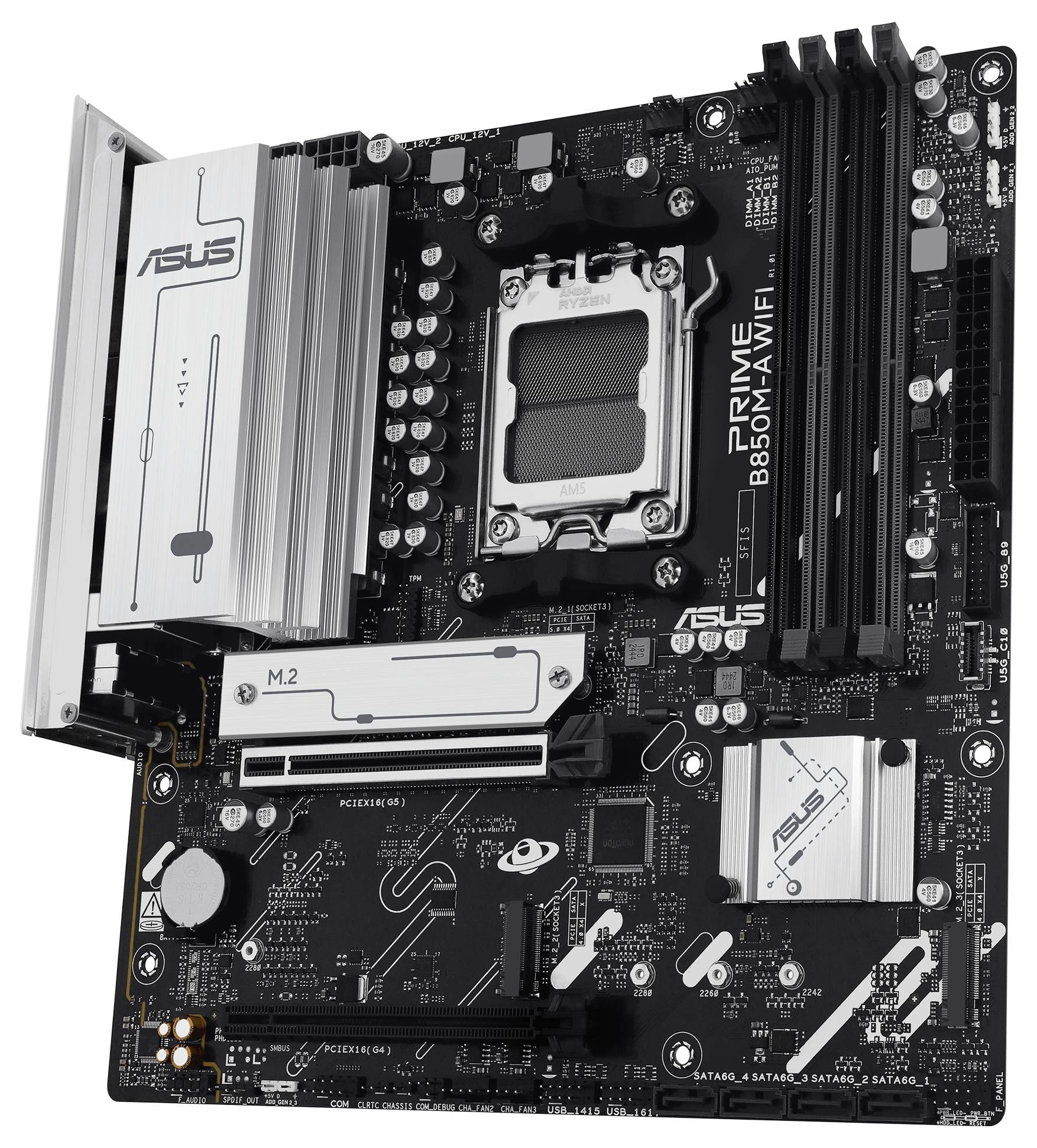 Asus PRIME B850M-A Mainboard Sockel (PC) AMD® AM5 Formfaktor (Details) Micro-ATX Mainboard-Chipsatz AMD® B850