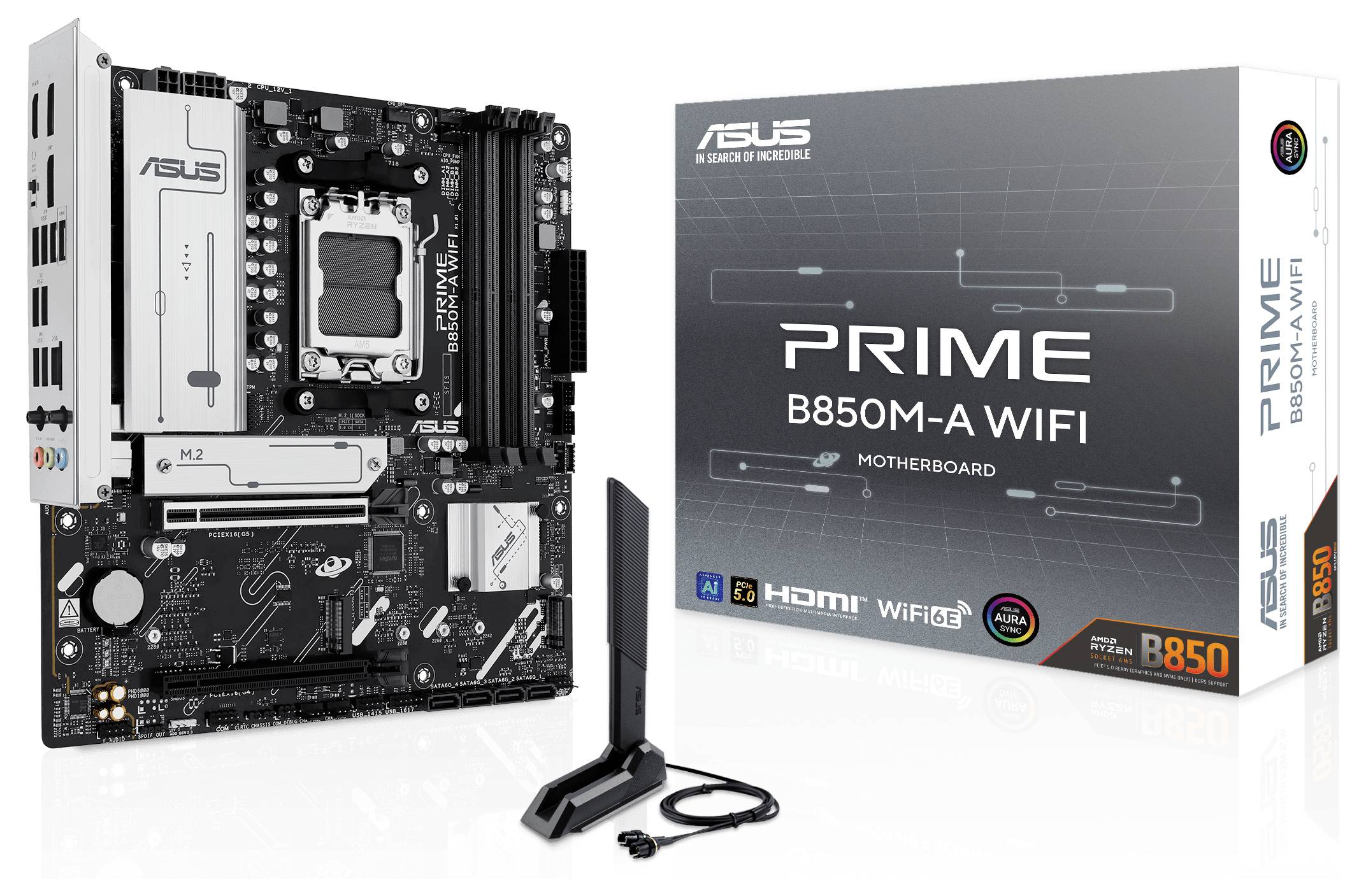 Asus PRIME B850M-A Mainboard Sockel (PC) AMD® AM5 Formfaktor (Details) Micro-ATX Mainboard-Chipsatz AMD® B850