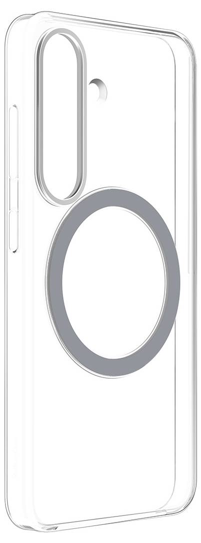 Durchsichtige Handyhülle mit kreisförmigem Magnetring, passend für Kameralinsenöffnungen auf der oberen linken Seite.